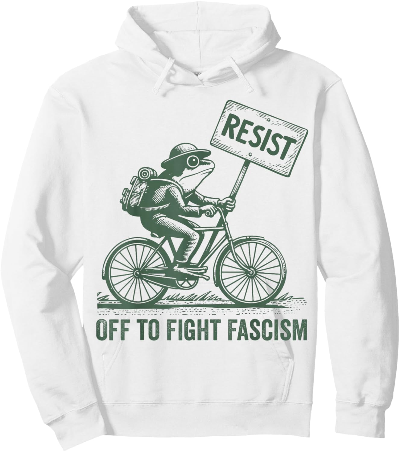 Off to Fight Fascism Portland Frog Protest Hoodie - Hoodie | White