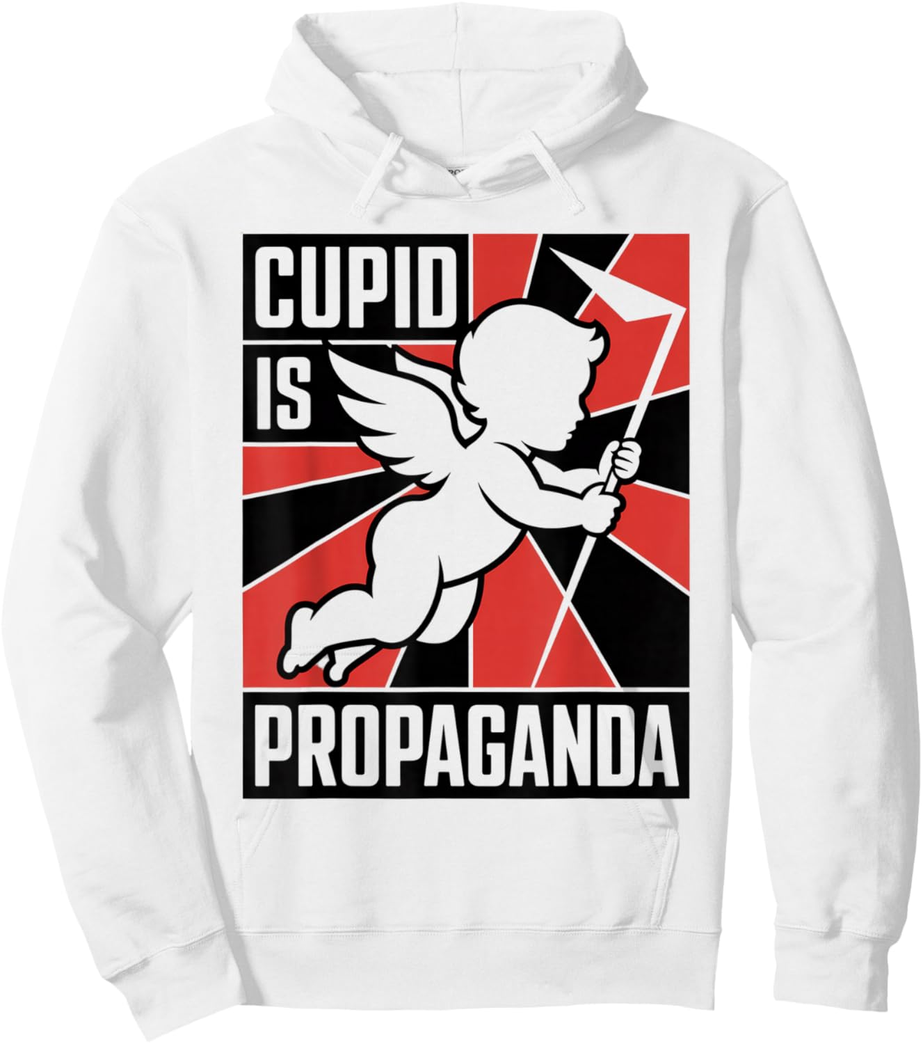 Cupid is Propaganda Funny Anti Valentine’s Day Men Women Hoodie - Hoodie | White