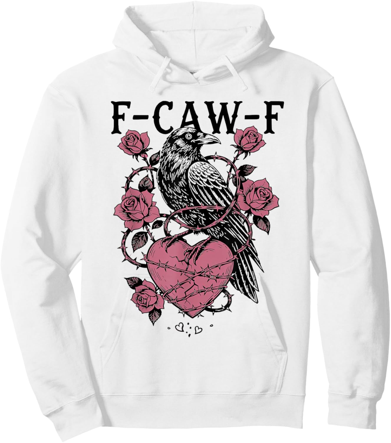 F-Caw-F Gothic Crow Valentine Heart Rose Hoodie - Hoodie | White