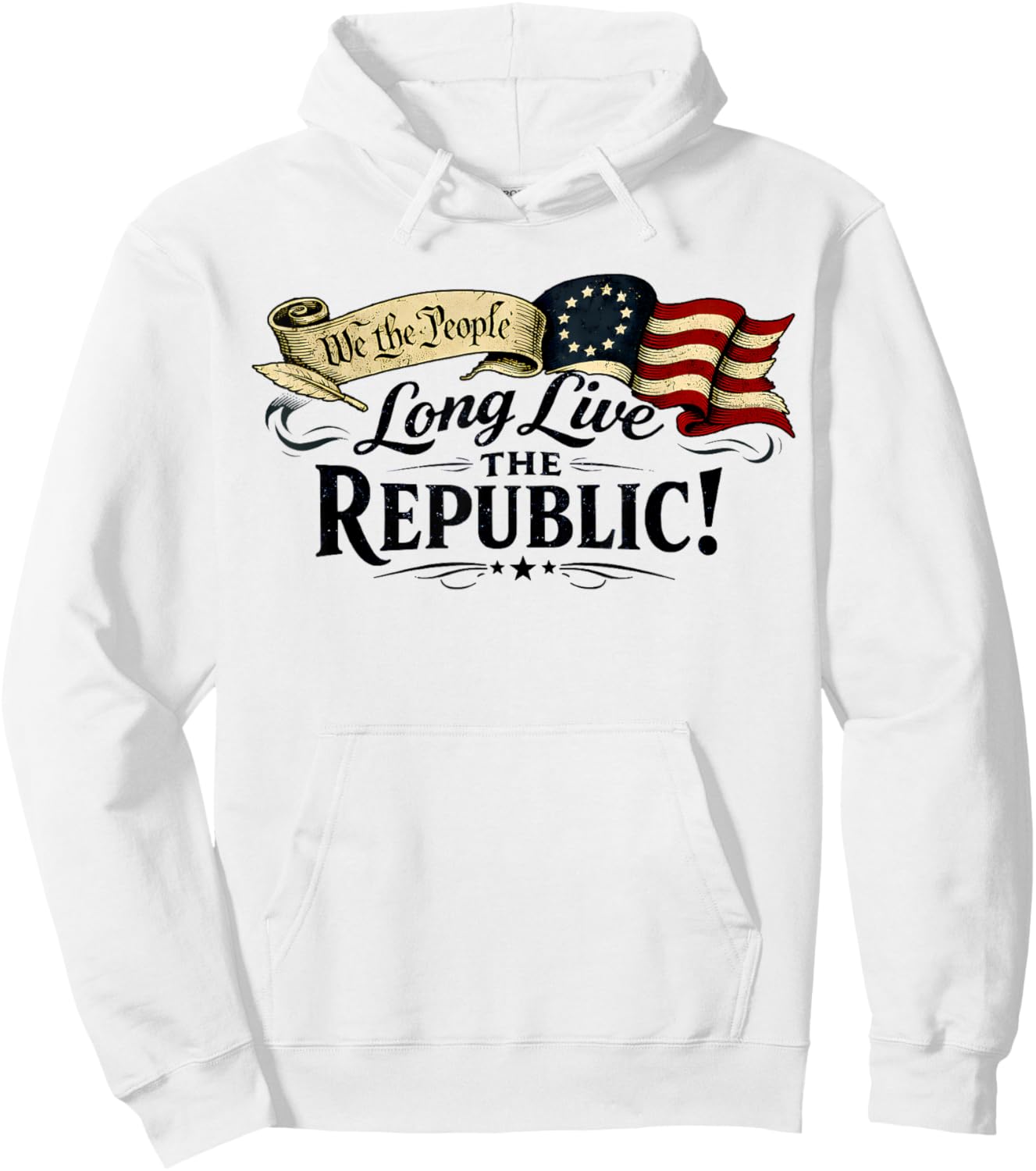 Long Live The Republic USA 1776 2026 Patriotic 4th of July Hoodie - Hoodie | White