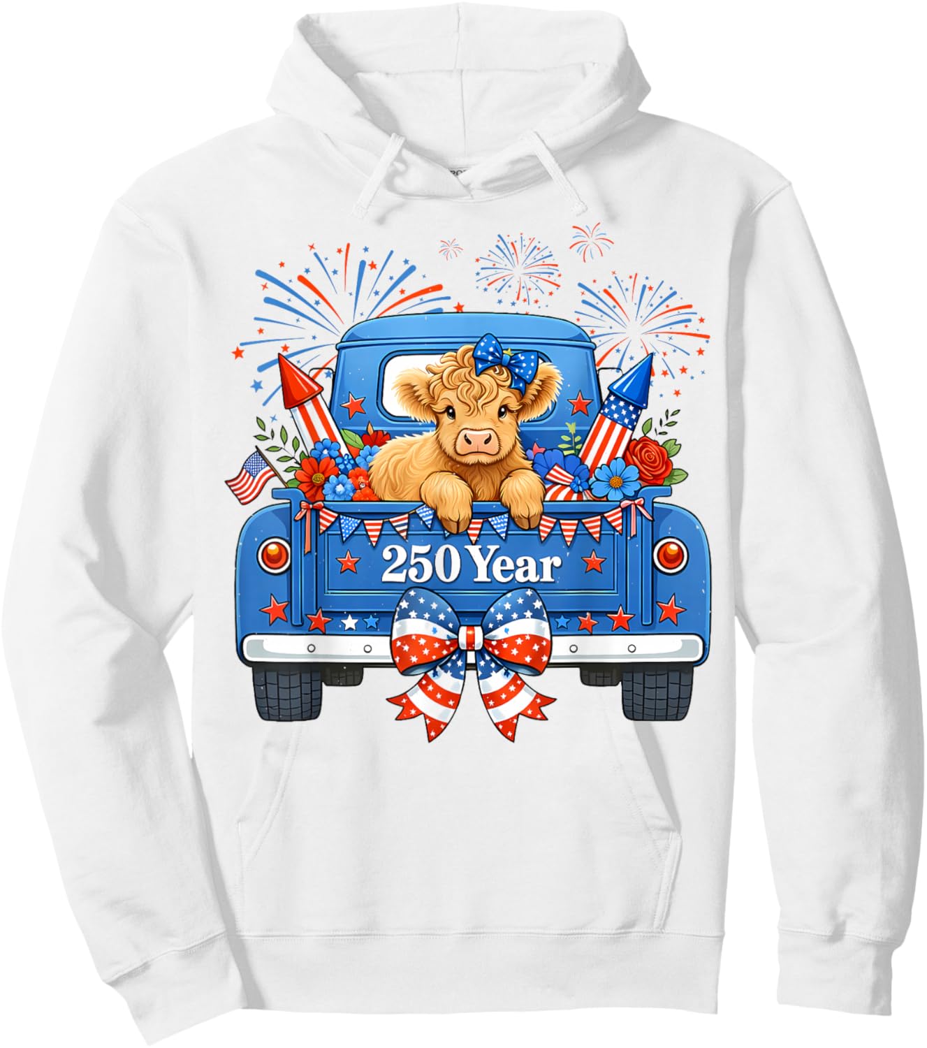 USA 250th Birthday 1776 2026 Women Adult 4th of July Hoodie - Hoodie | White