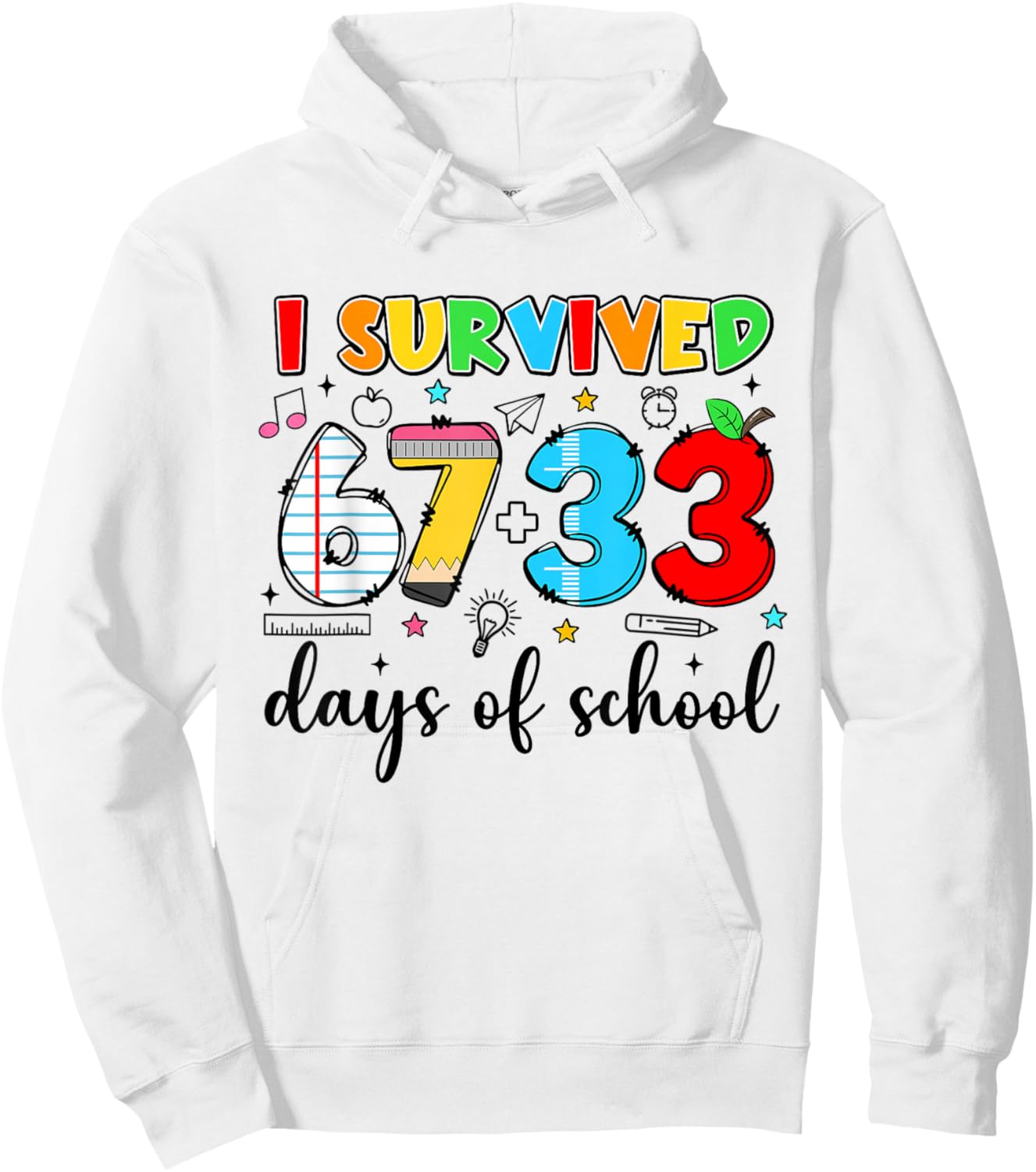 I Survived 67+33 Days of School Funny 100th Day Teacher Kids Hoodie - Hoodie | White