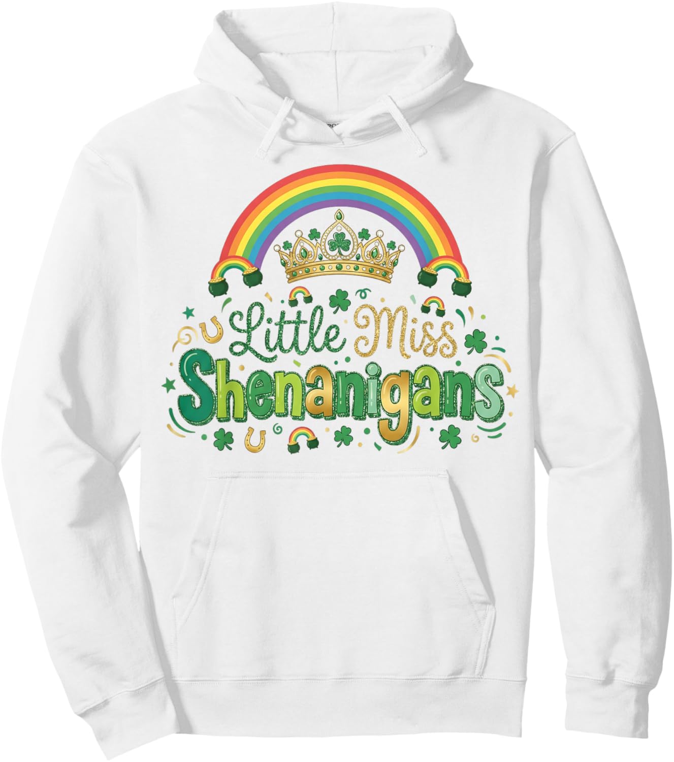 Little Miss Shenanigans St Patricks Day Girls St Paddys Day Hoodie - Hoodie | White