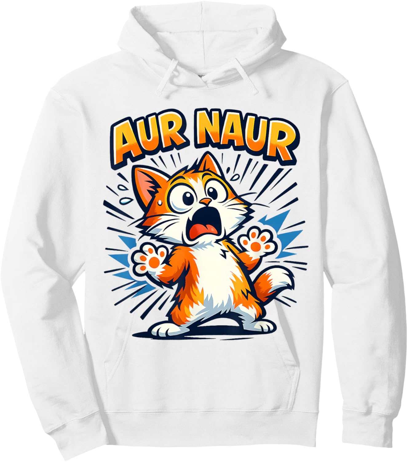 AUR Naur Cat Meme Aussie Accent Australian Slang Oh No Humor Hoodie - Hoodie | White