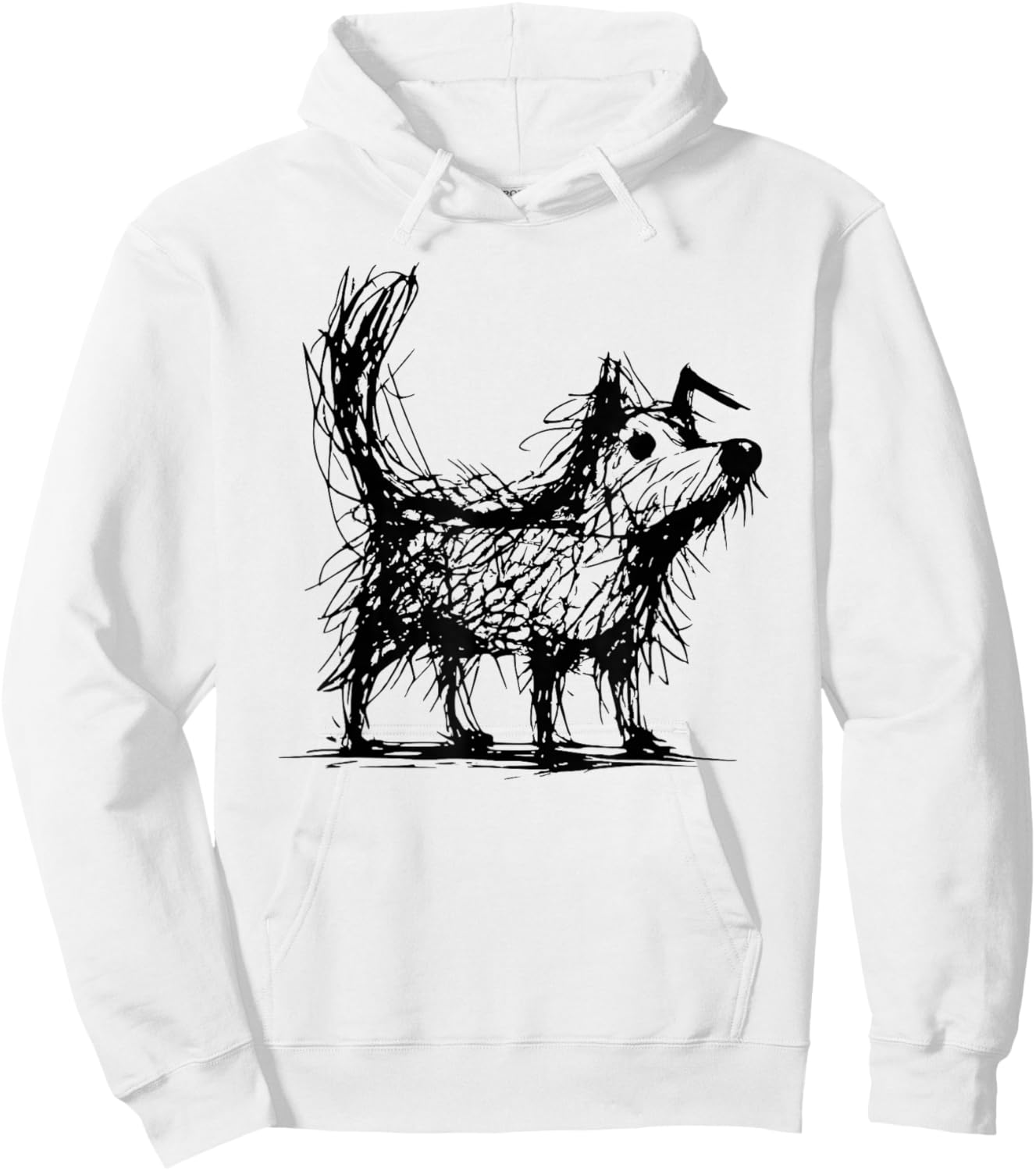 Minimal Line Art Minimalist Abstract Sketch Scribble Dog Hoodie - Hoodie | White