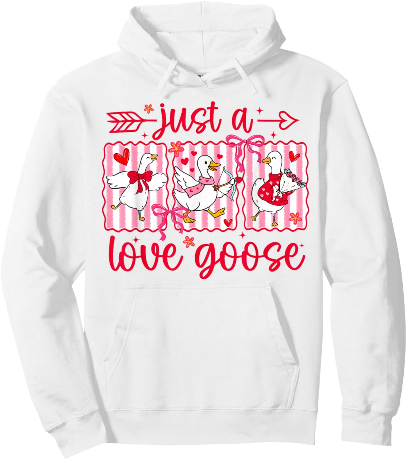Valentine Just A Love Silly Goose Duck Girl Women Hoodie - Hoodie | White