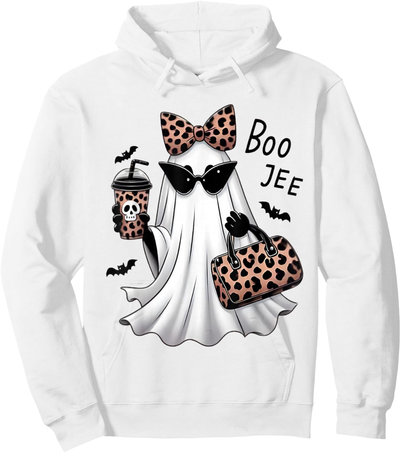 Boo JEE Ghost Spooky Vibes Halloween Boujee Women Funny Hoodie - Hoodie | White