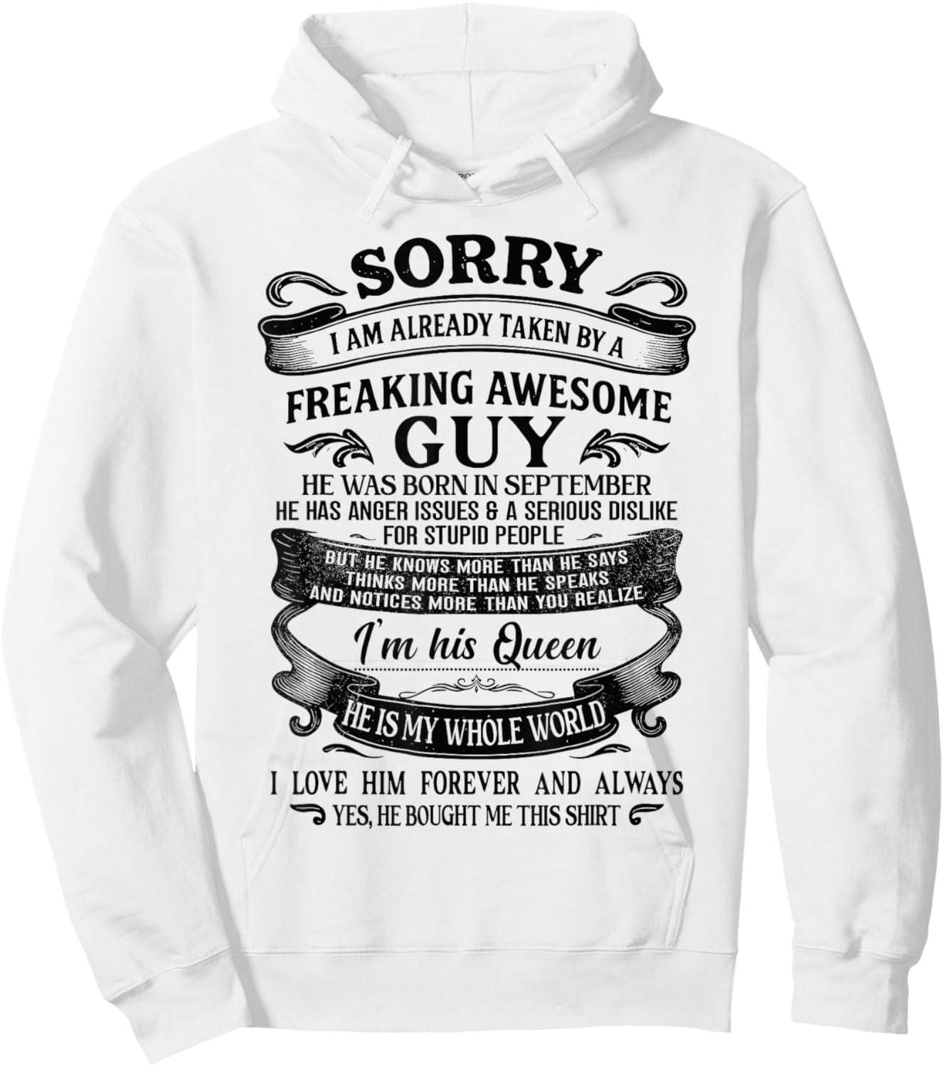 I Am Already Taken by Freaking Awesome Guy Born in September Hoodie - Hoodie | White