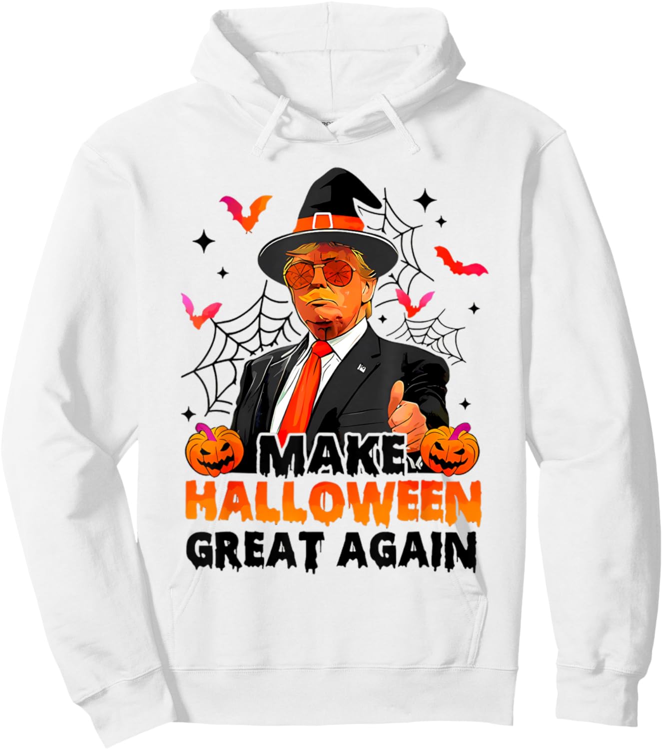 Make Halloween Great Again Funny Trump Spooky Trick Or Treat Hoodie - Hoodie | White