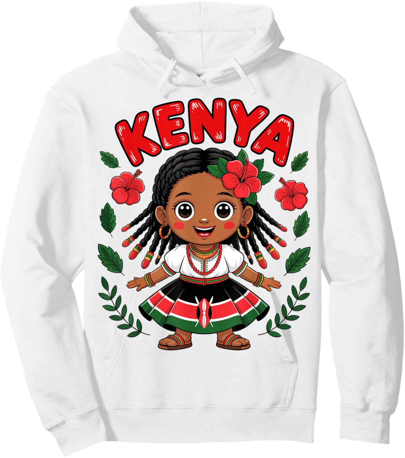 Cute Kenyan Girl in Traditional Dress for Kids Hoodie - Hoodie | White