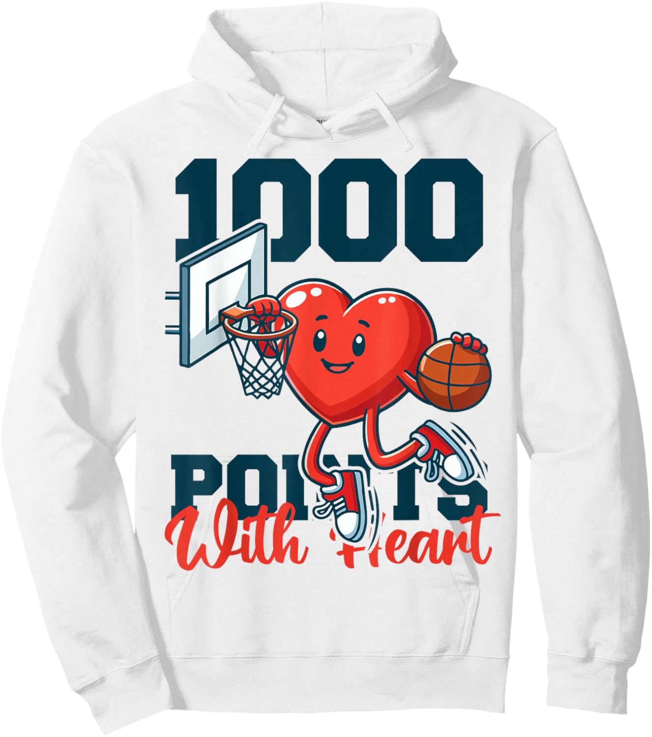 1000 Points Basketball Scorer Heart Ball Basketball Player Hoodie - Hoodie | White