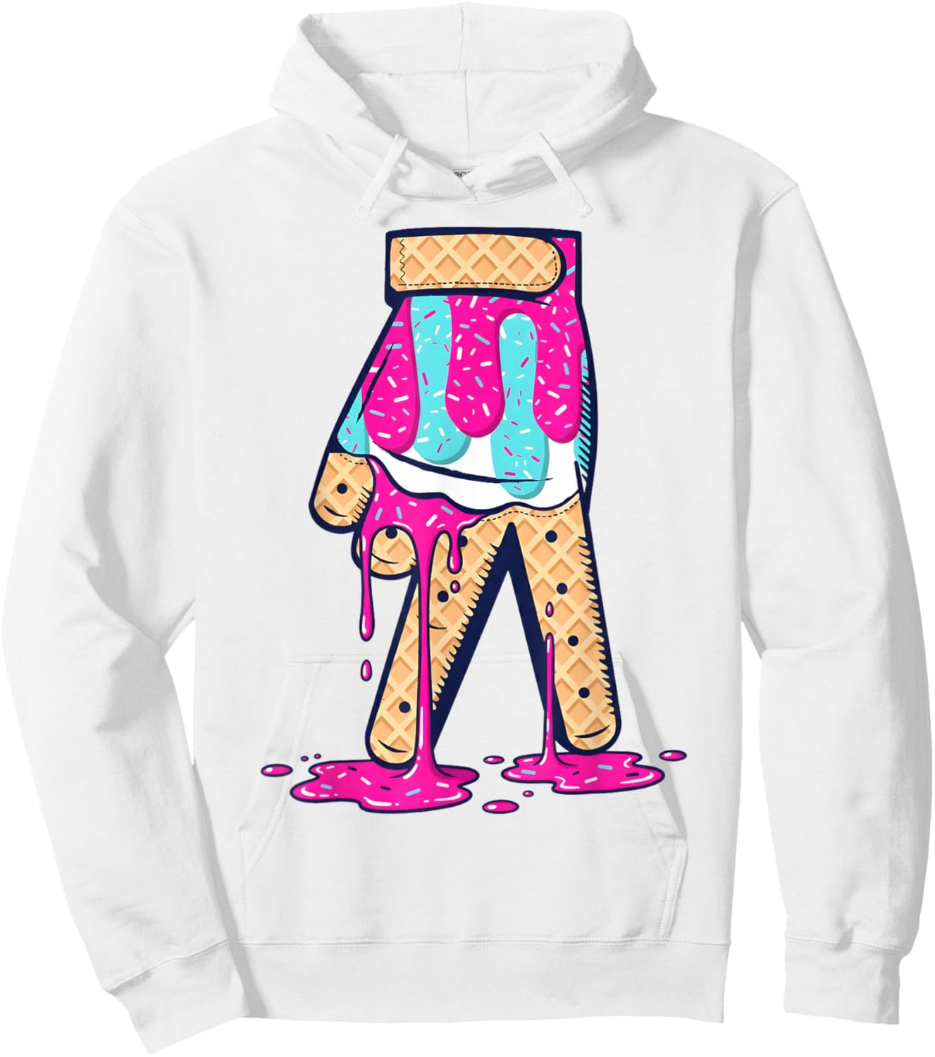 Baseball Ice Cream Drip Boys Glove Sprinkles Baseball Lover Hoodie - Hoodie | White