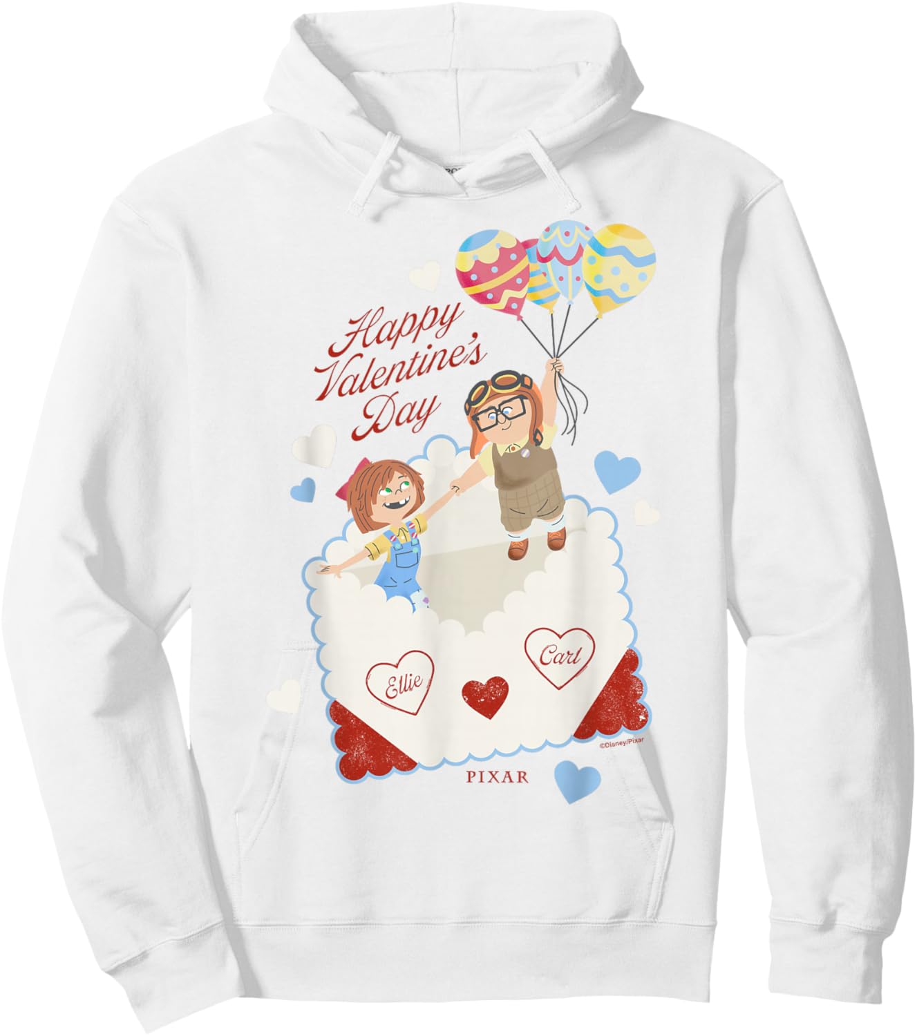 Disney Pixar Up Carl and Ellie Valentines Balloons Hoodie - Hoodie | White