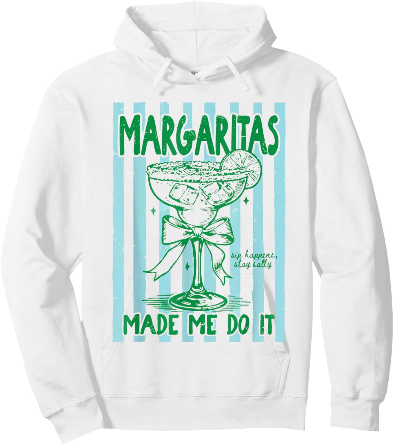 Coquette Striped Margaritas Made Me Do It Funny Summer Beach Hoodie - Hoodie | White