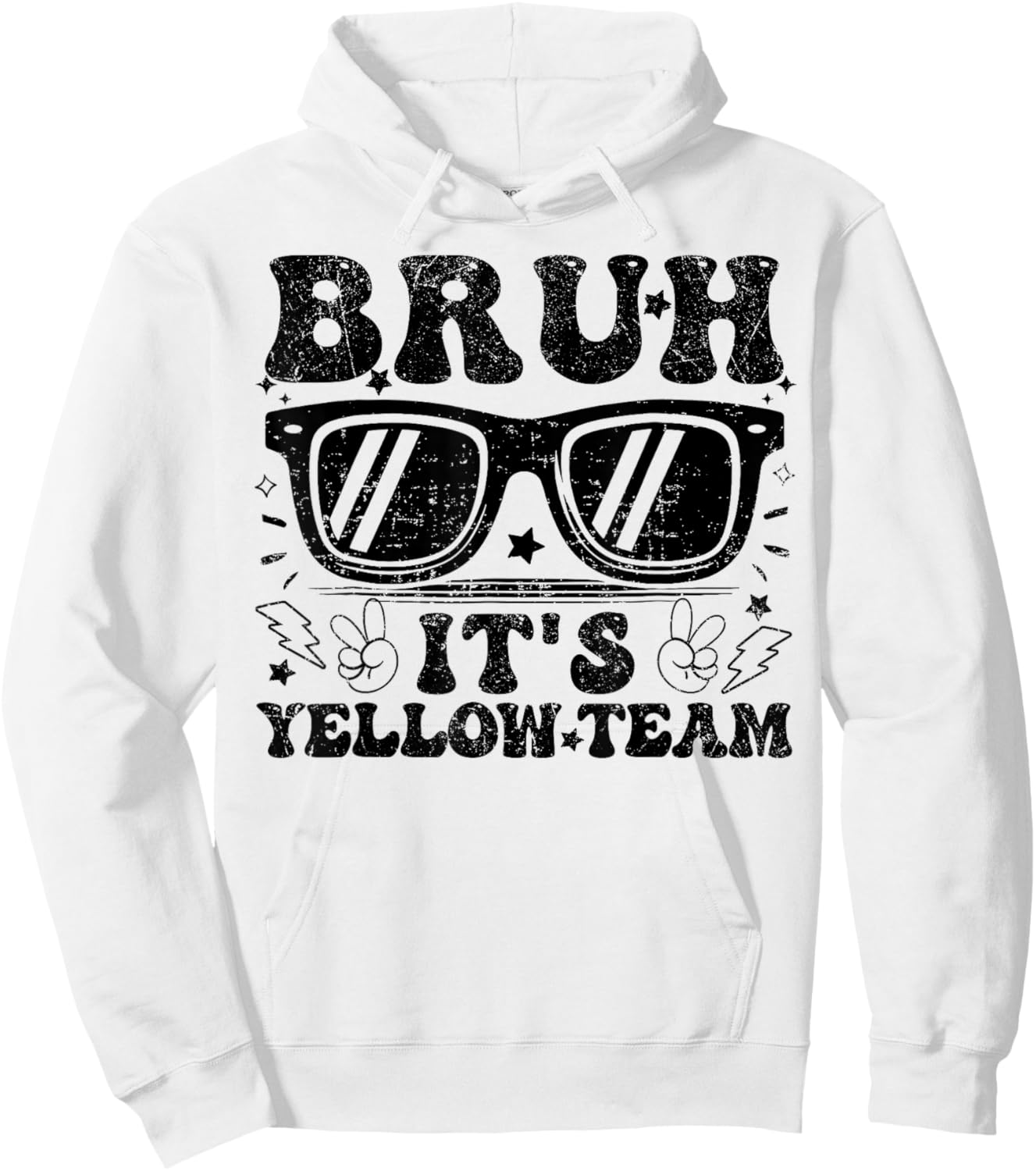 Field Day Bruh It's Yellow Team Teacher Boys Girl Peace Hand Hoodie - Hoodie | White