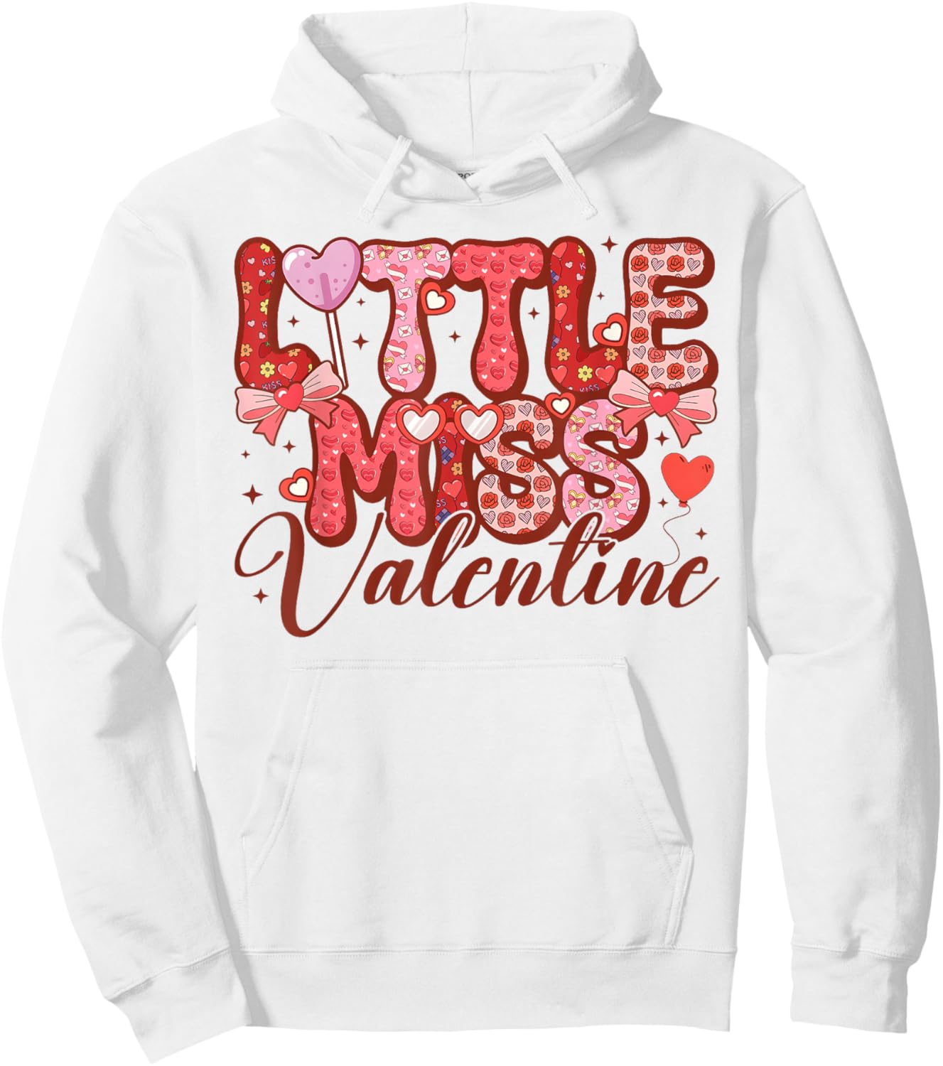 Little Miss Valentine Cute Heart Girls Women Kids Hoodie - Hoodie | White