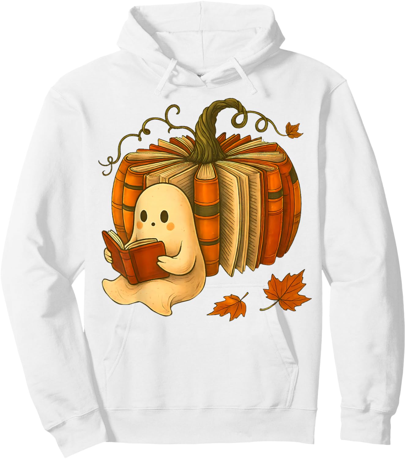 Vintage Book Pumpkin Autumn Fall Librarians Bookworm Teacher Hoodie - Hoodie | White
