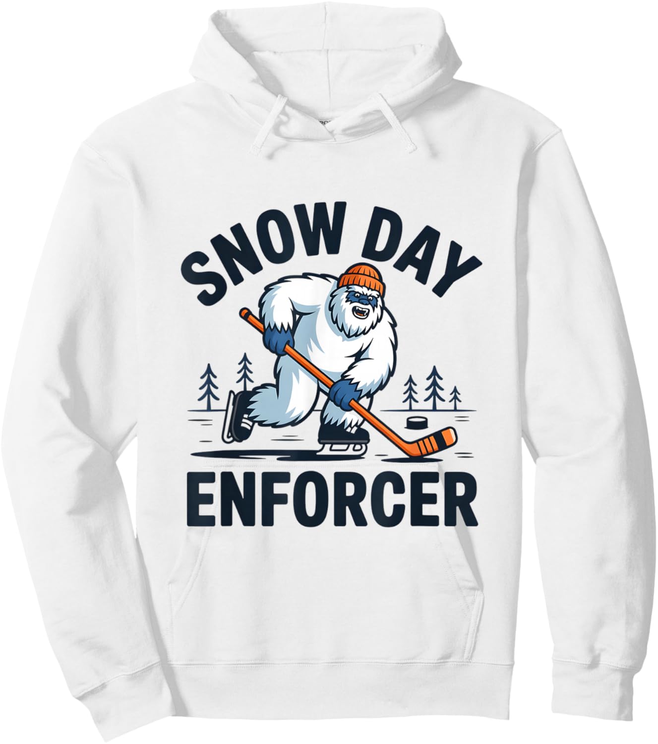 Snow Day Enforcer, Snowman Hockey Player Hoodie - Hoodie | White