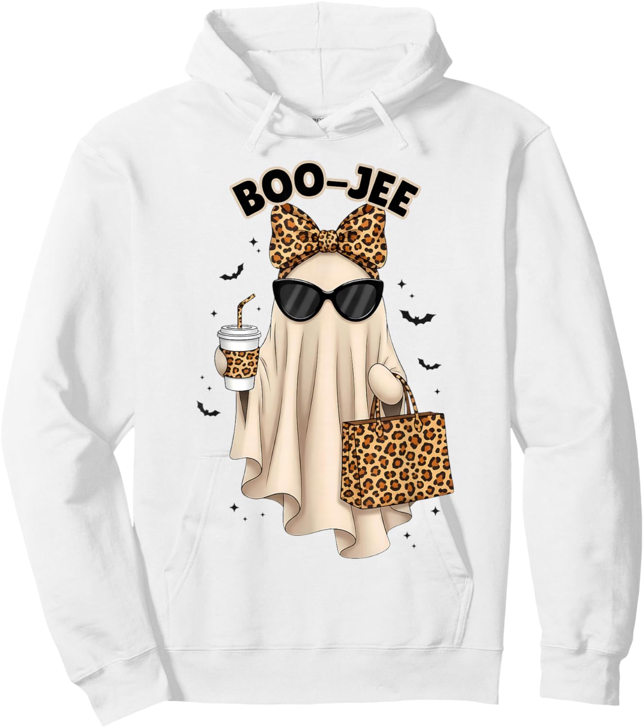 Boo JEE Boujee Ghost Halloween October Vibes Spooky Ghost Hoodie - Hoodie | White