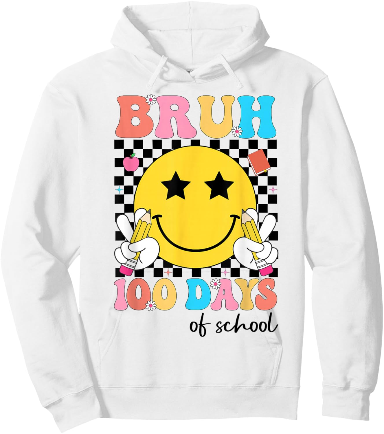 Bruh 100 Days of School Teacher 100th Day of School Kids Hoodie - Hoodie | White