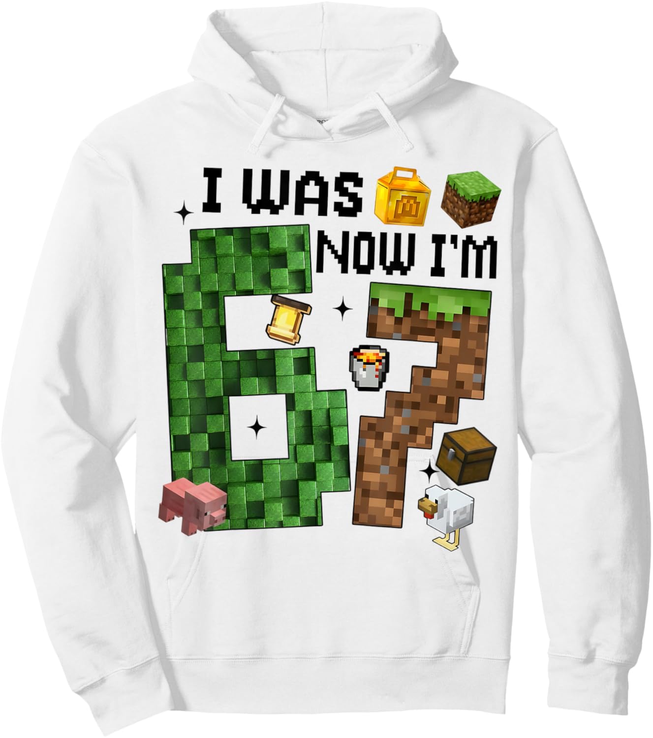 I was 6 Now I'm 7 Year Old Birthday Pixel Game Boys Kid 67 Hoodie - Hoodie | White