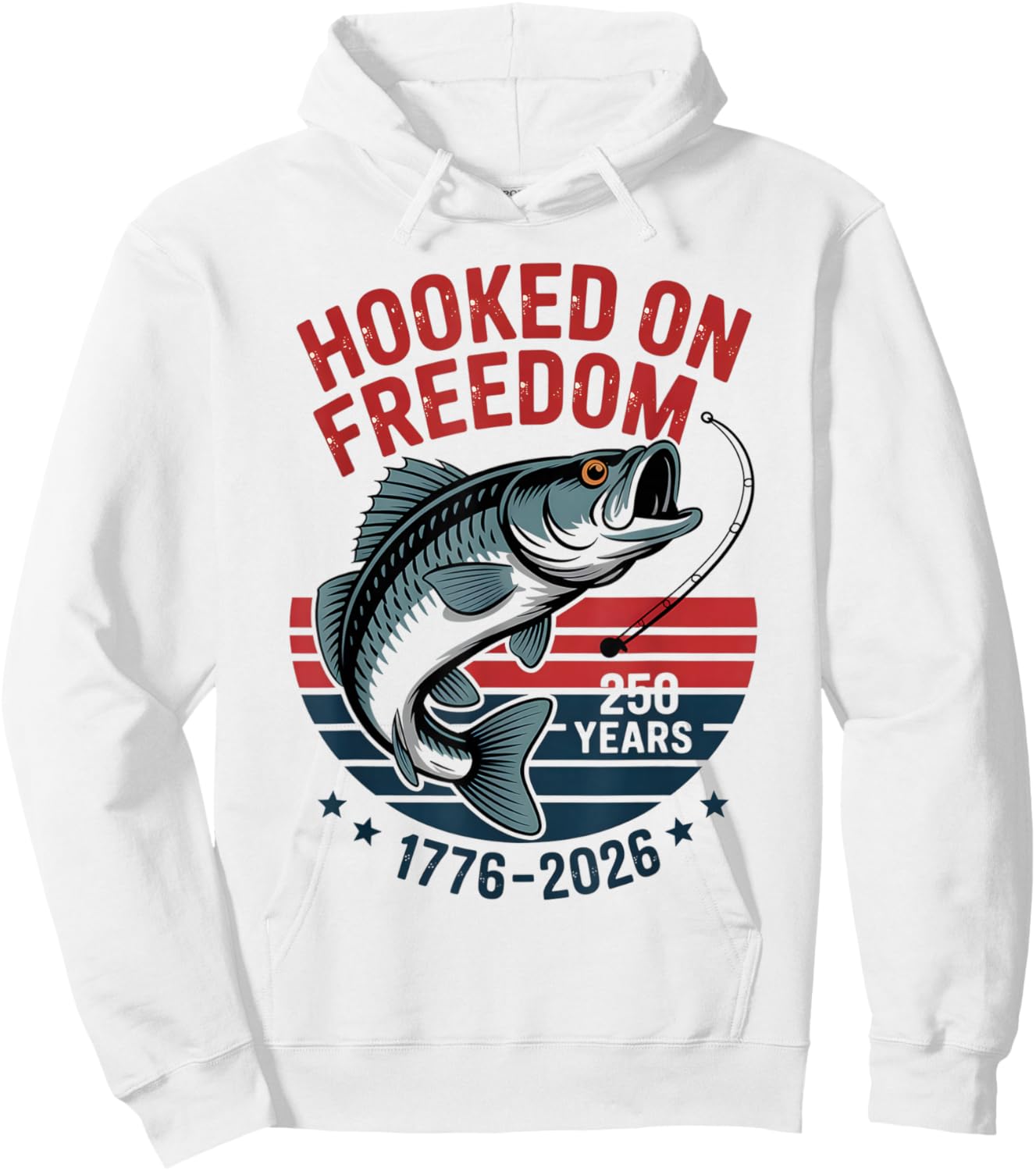 250 Years 1776-2026 250th Birthday Fishing Hoodie - Hoodie | White