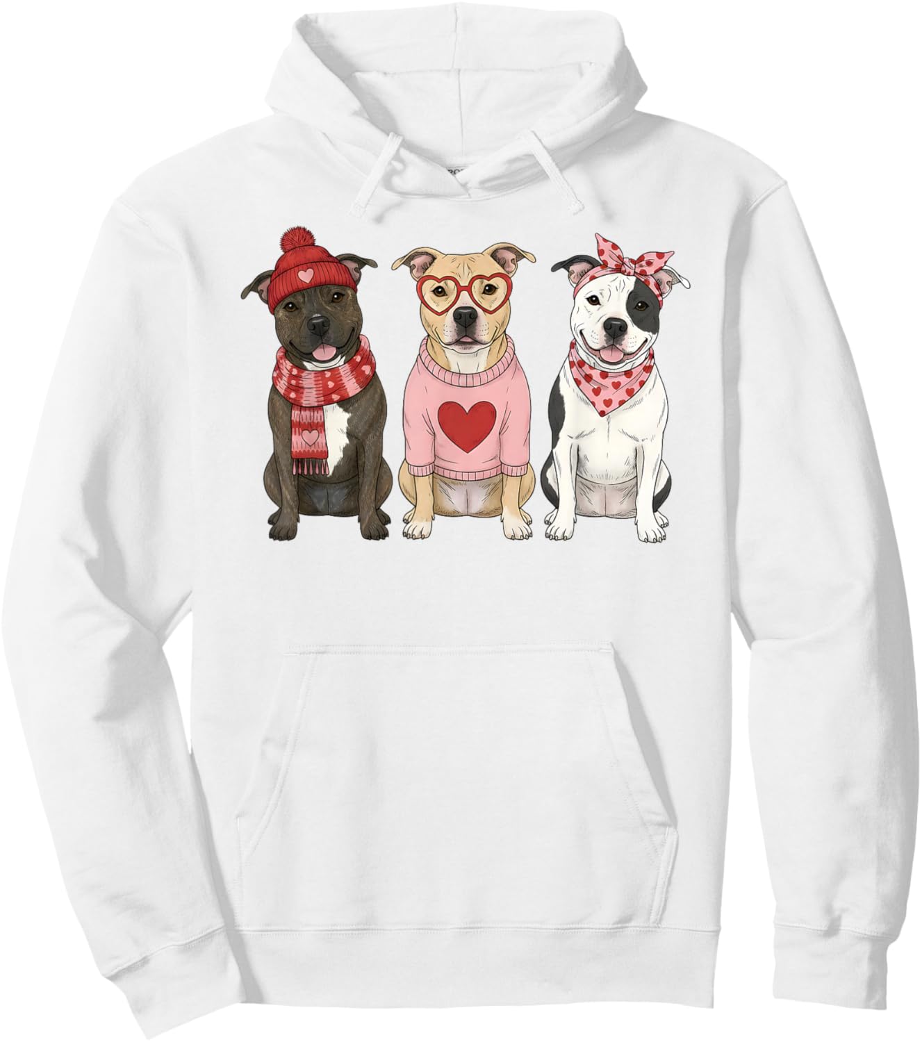 Cute Pitbull Valentine Pittie Dog Hoodie - Hoodie | White