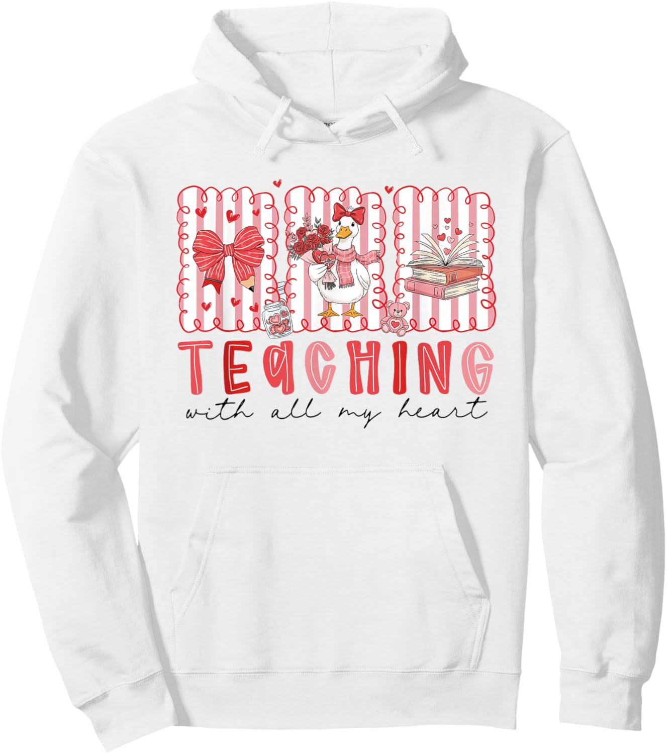Teaching with All My Heart Silly-Goose Teacher Valentine Hoodie - Hoodie | White