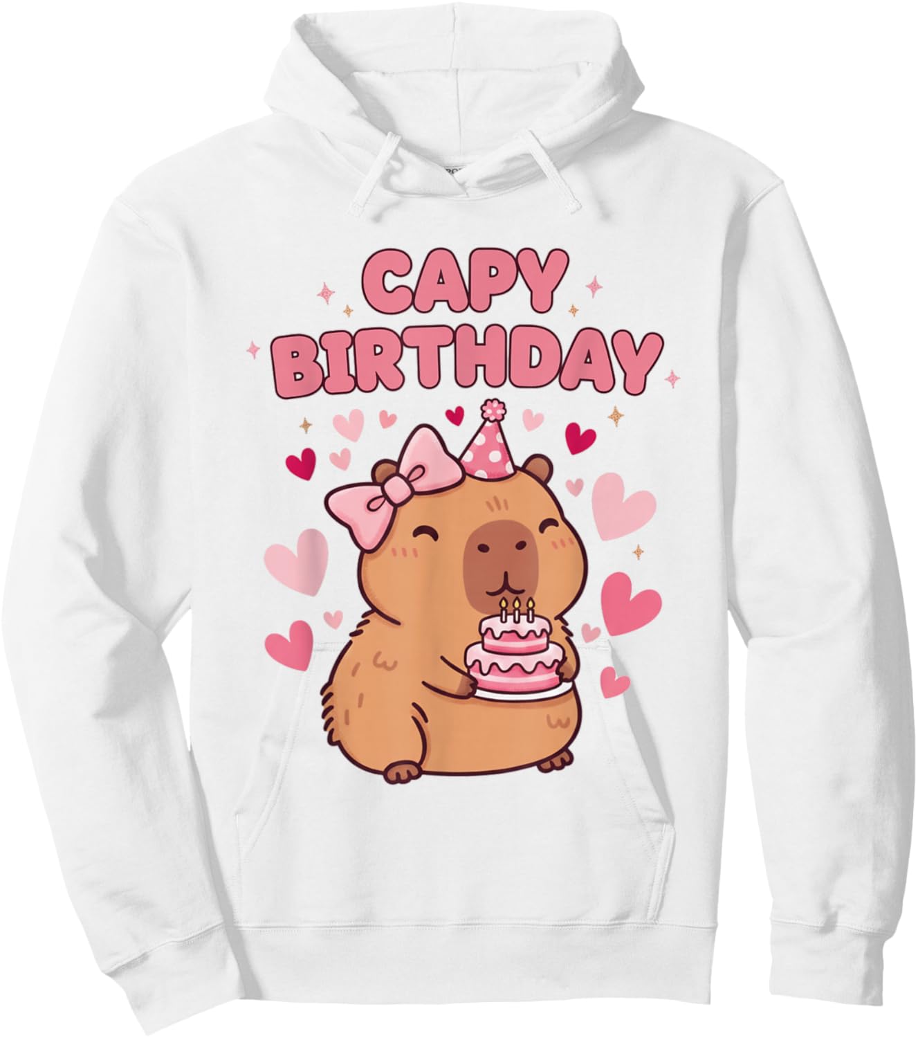 Capybara Birthday Girl Cute Capybara Animal Lovers Bow Party Hoodie - Hoodie | White