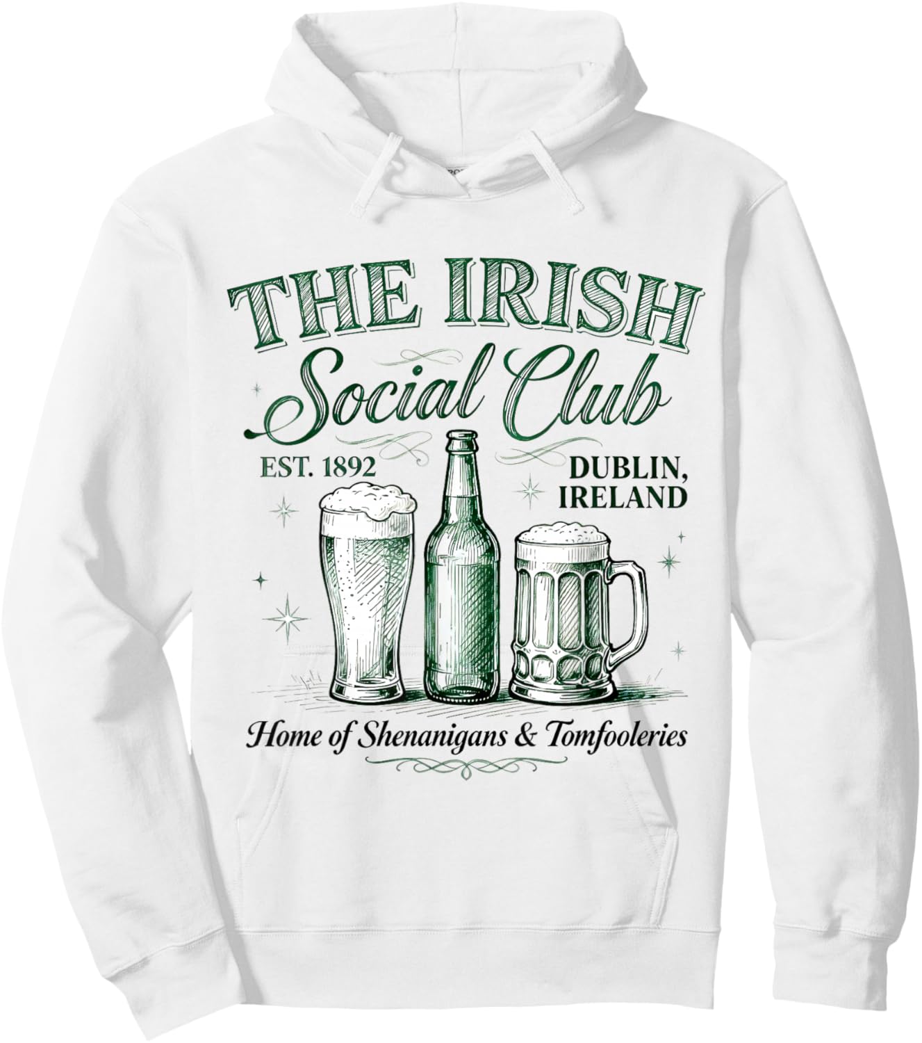 The Irish Social Club Vintage Drinking Team St Patrick's Day Hoodie - Hoodie | White