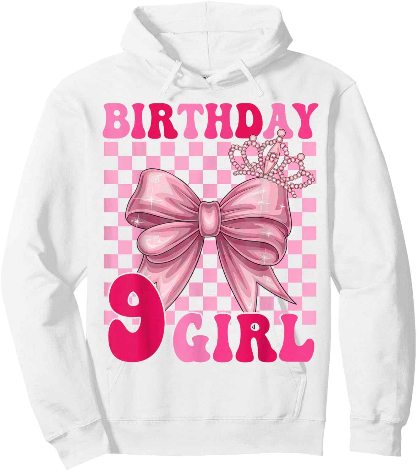Its My 9th Birthday Girl Coquette Bow 9 Year Old Party Girl Hoodie - Hoodie | White
