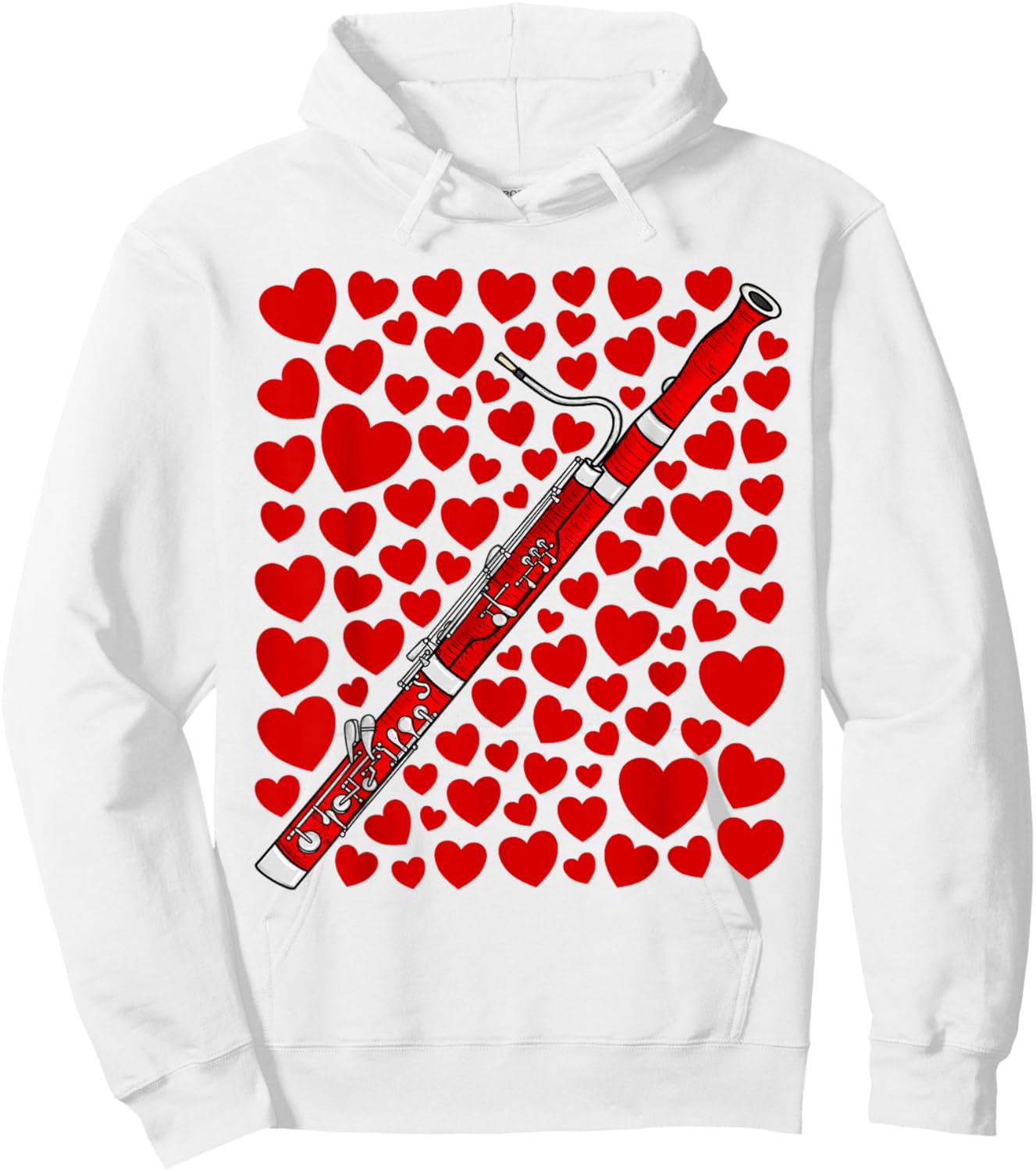 Bassoon with Hearts Bassoonist Valentines Wedding Musician Hoodie - Hoodie | White
