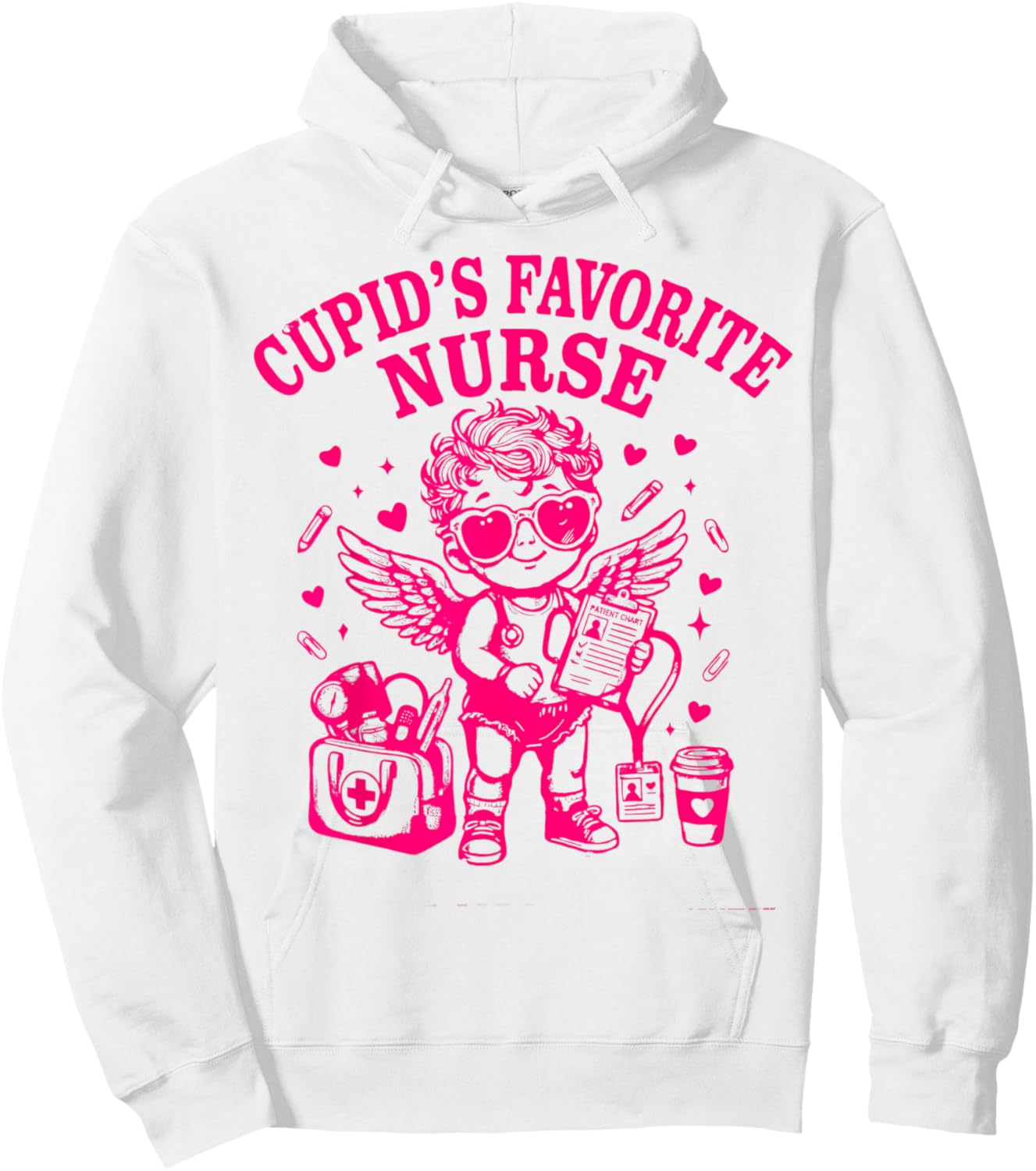 Cupid’s Favorite Nurse Valentines Funny Nurse Cupid Women Hoodie - Hoodie | White