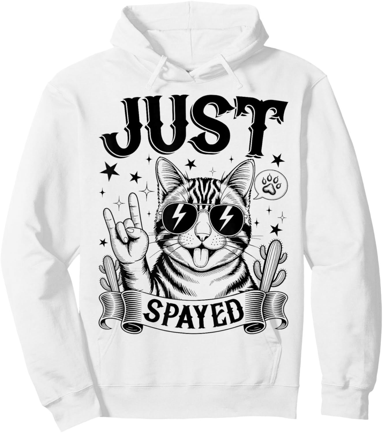 Just Spayed Retro Funny Cat Shirt Cool Cat Lover Gift Hoodie - Hoodie | White