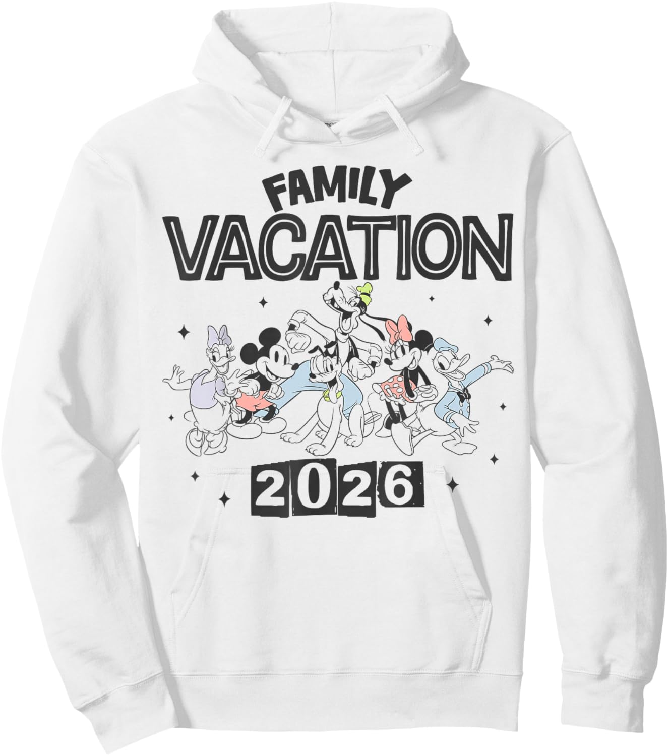 Disney Mickey and Friends Family Vacation 2026 Full Party Hoodie - Hoodie | White