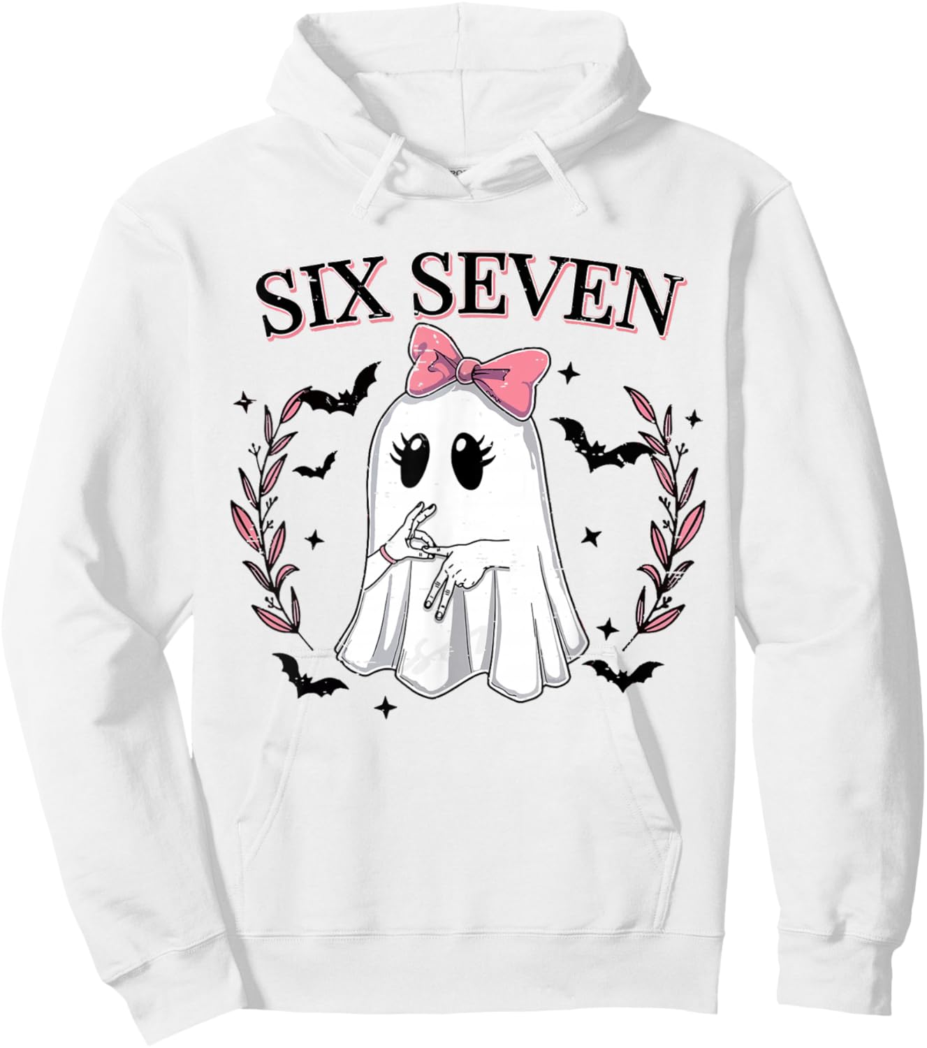 Funny Six Seven Meme 67 Spooky Ghost Halloween 6 7 Cute Girl Hoodie - Hoodie | White