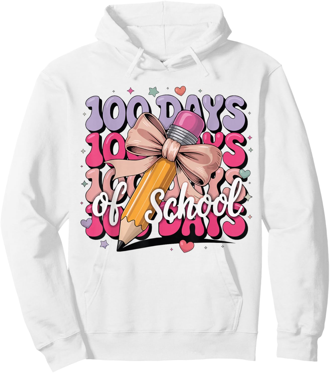 100 Days of School Girls Coquette Bow Kids Teacher Student Hoodie - Hoodie | White