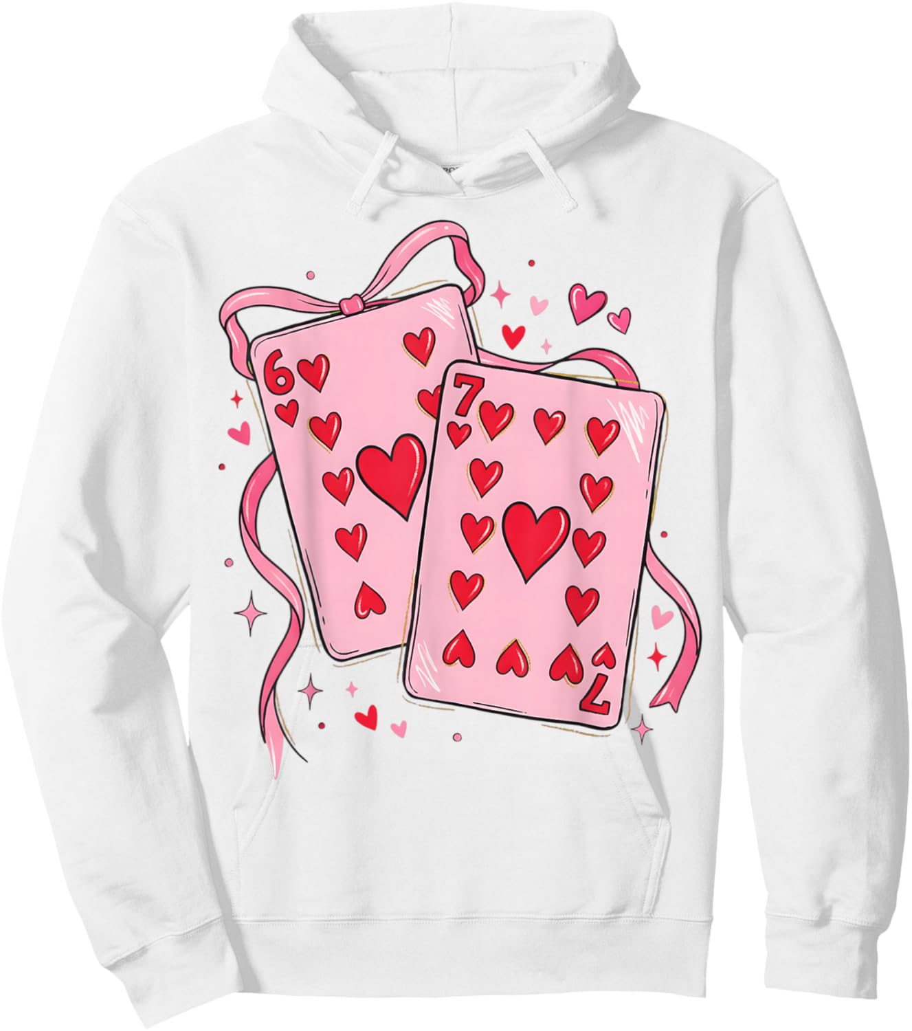Playing Cards Valentine 6 7 67 Six Seven Valentines Funny Hoodie - Hoodie | White