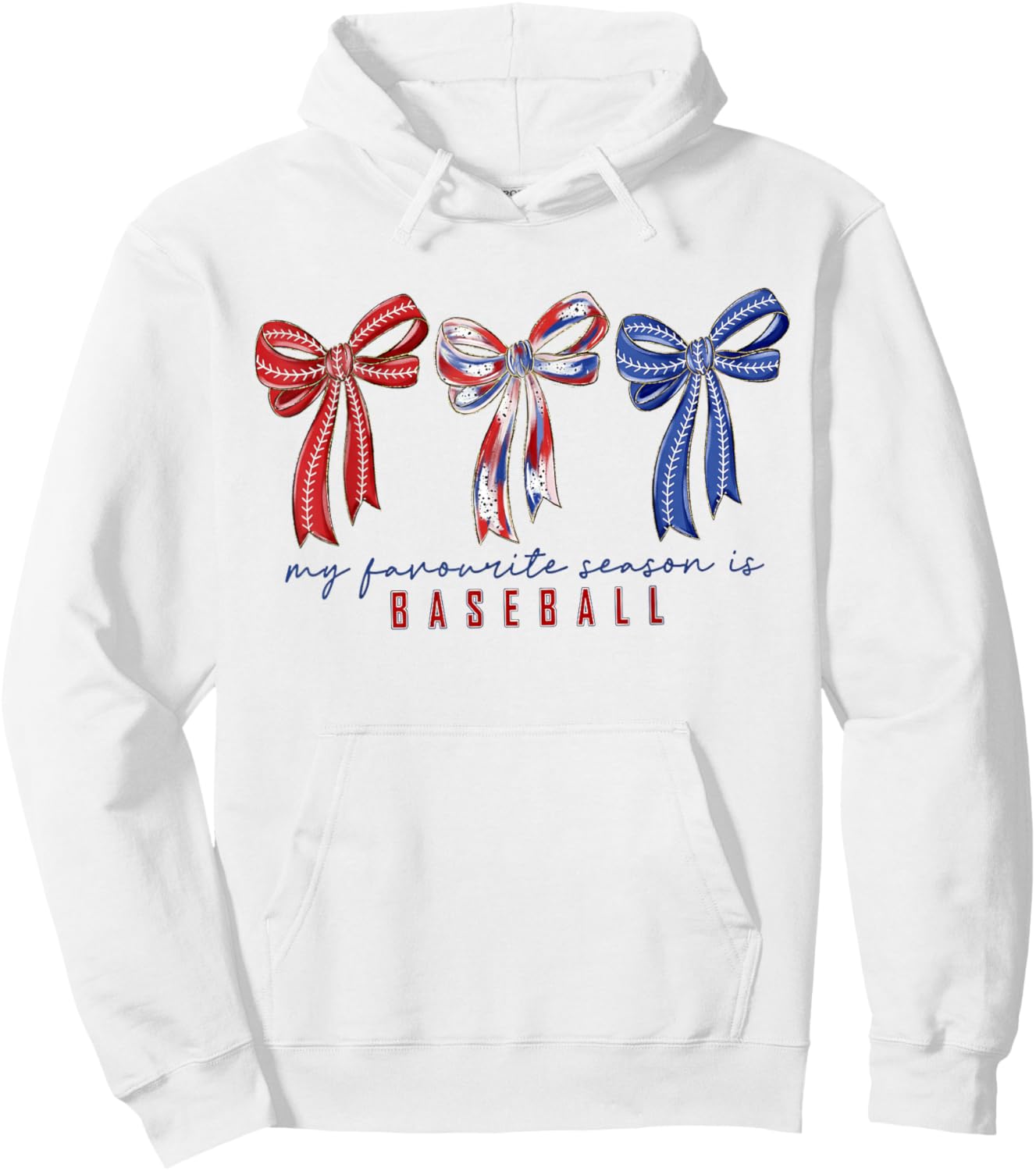 My Favorite Season is Baseball Coquette Bow Game Day Mom Sis Hoodie - Hoodie | White