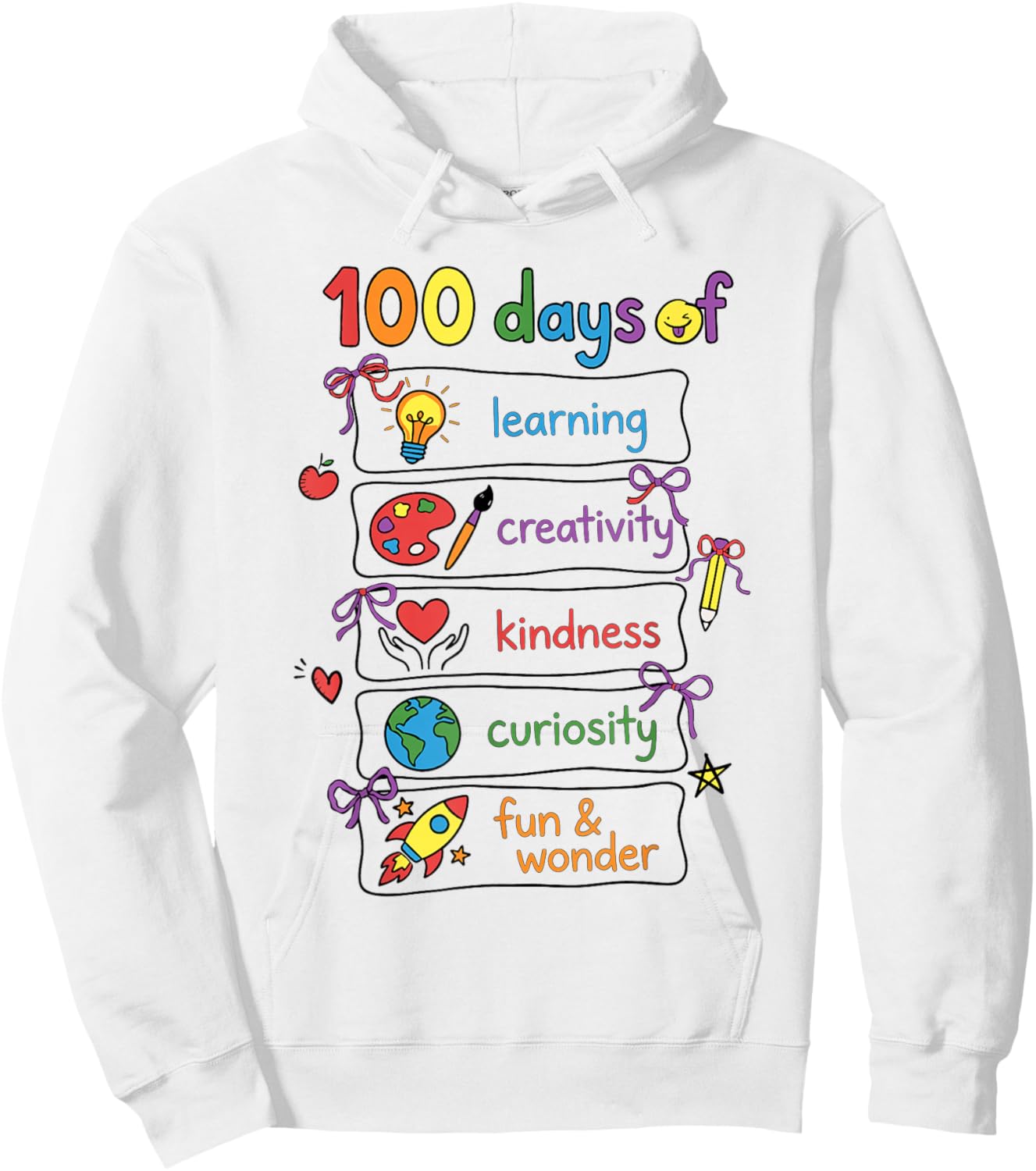100 Days of Learning Teacher Girls Boys 100th Day of School Hoodie - Hoodie | White