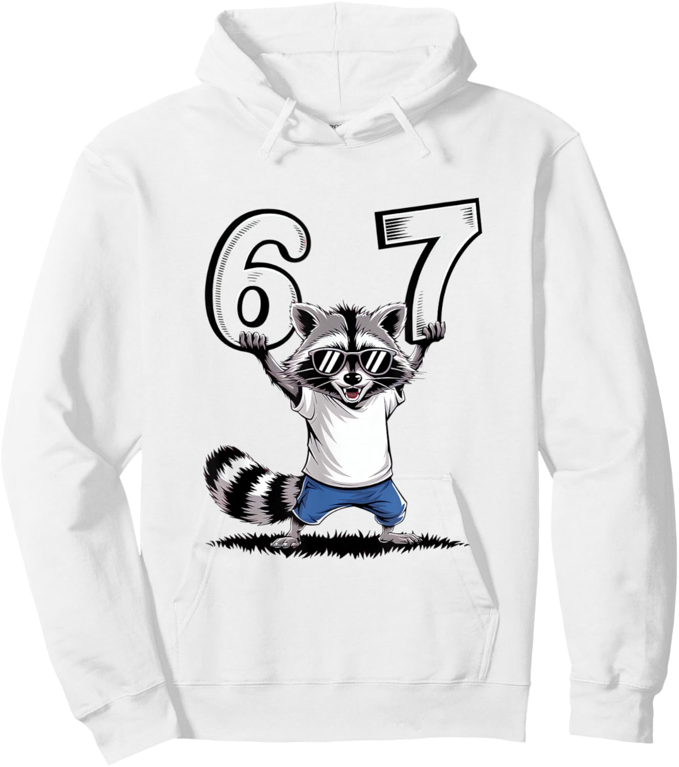 67 Meme Funny Raccoon 6 7 Six Seven 6-7 Hoodie - Hoodie | White