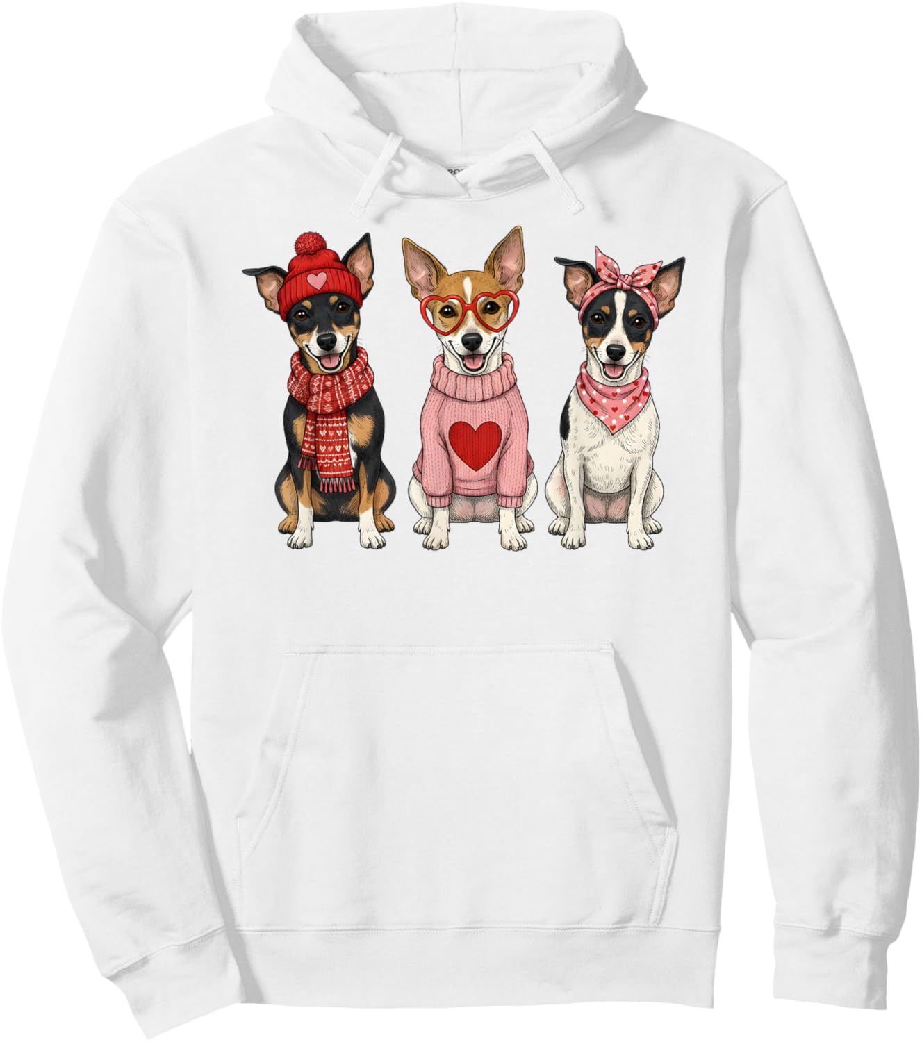 Cute Rat Terrier Valentine Dog Hoodie - Hoodie | White