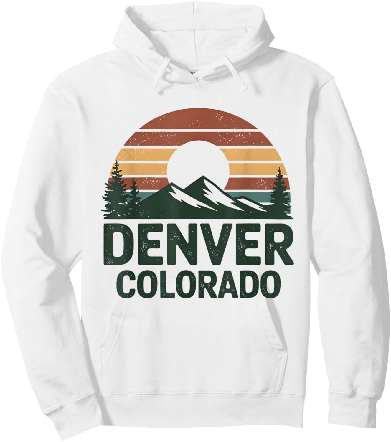 Denver Colorado Retro Mountain Sunset Landscape Hoodie - Hoodie | White