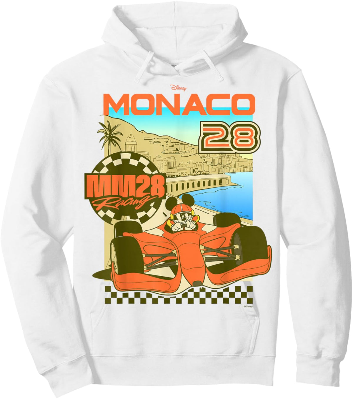 Disney Mickey and Friends Monaco 28 Racing Poster Hoodie - Hoodie | White