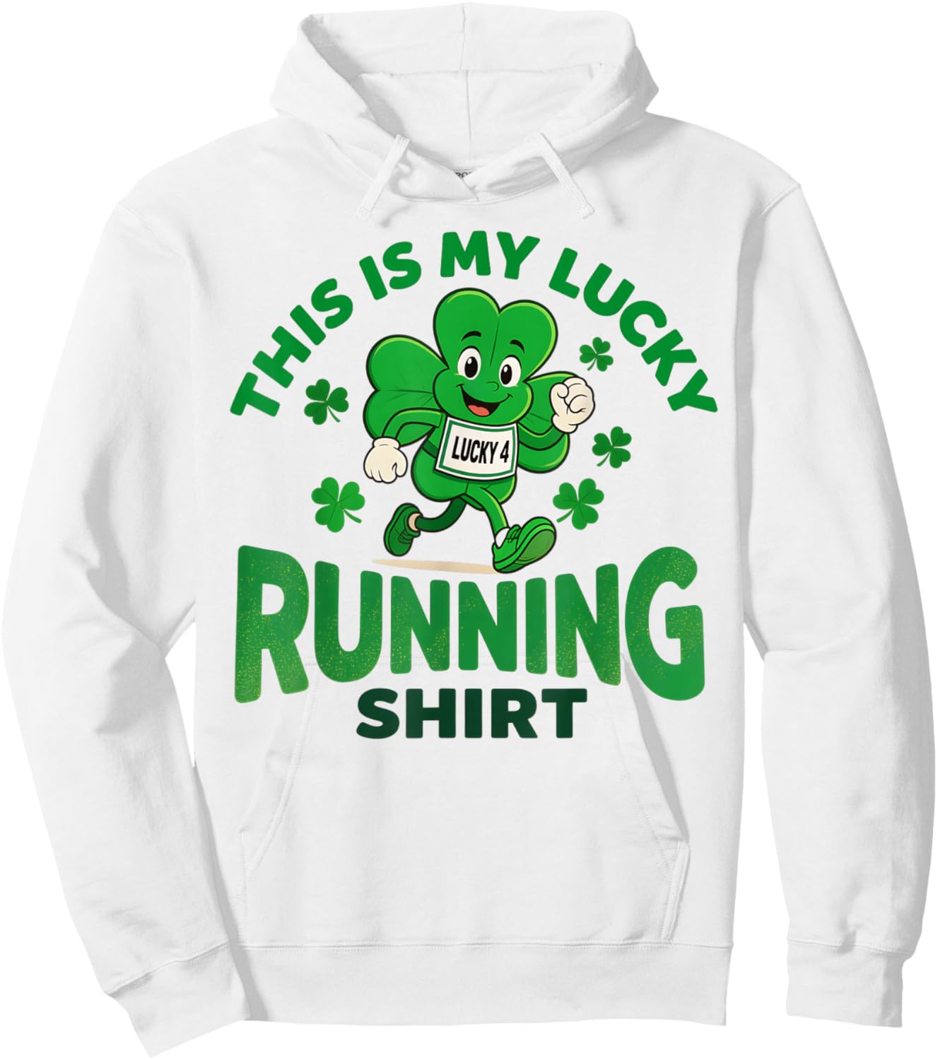 St Patrick's Day Shamrock Lucky Runner Funny Running Team Hoodie - Hoodie | White