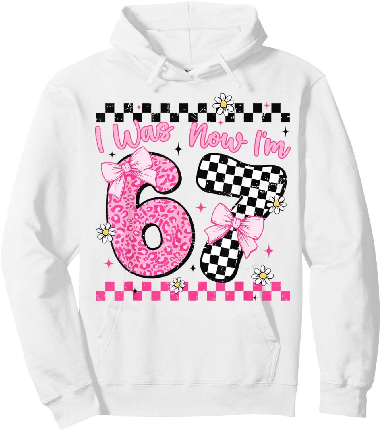 I was 6 Now I'm 7 Year Old Birthday 6 7 Coquette Kids Girls Hoodie - Hoodie | White