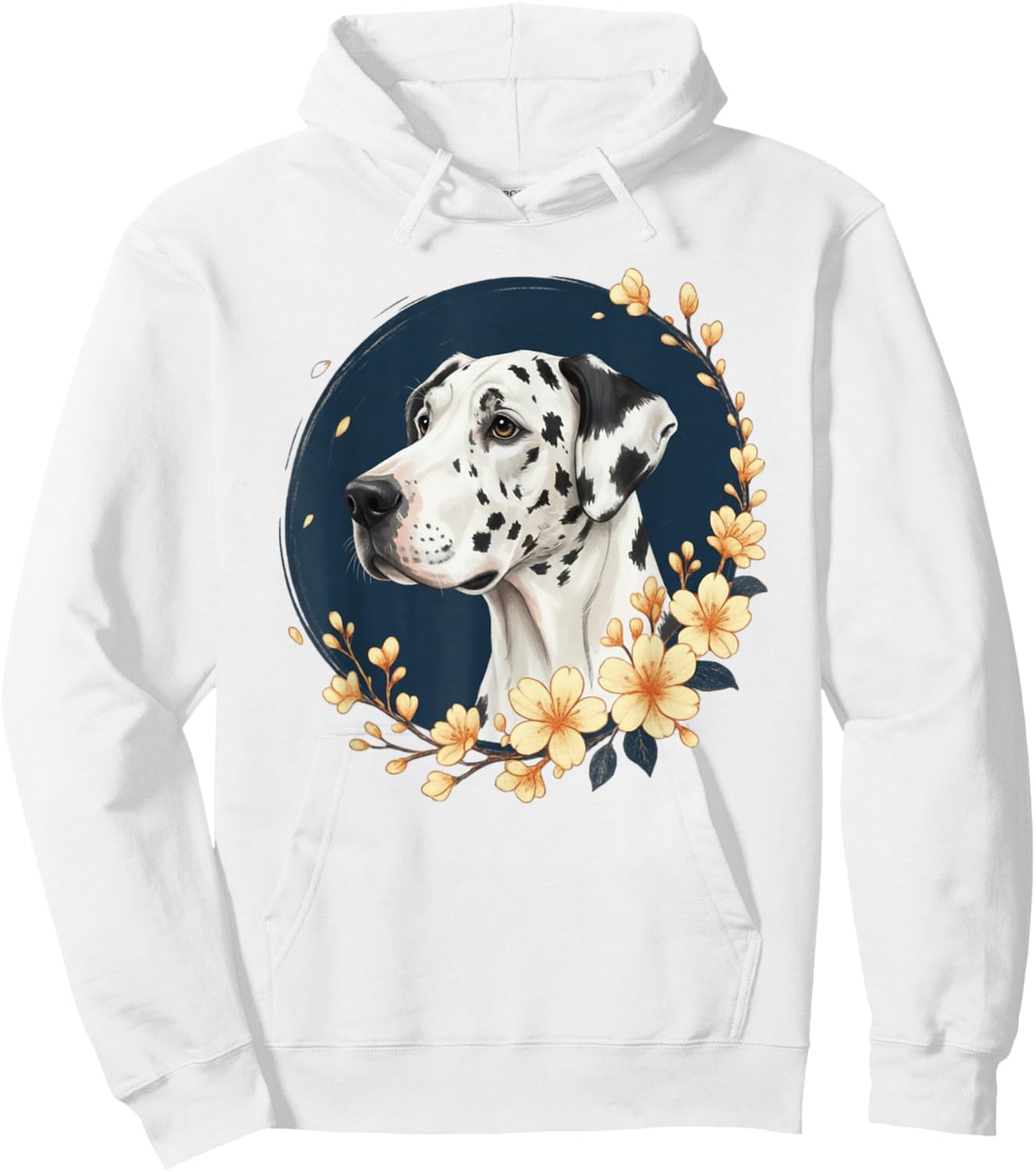 Harlequin Great Dane Flower Dog Lover Hoodie - Hoodie | White