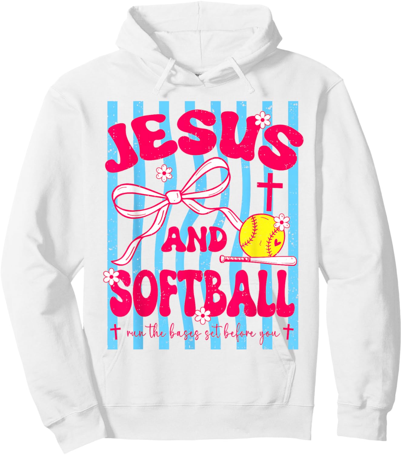 Jesus and Softball Bow Christian Mom Mama Girls Faith Hoodie - Hoodie | White