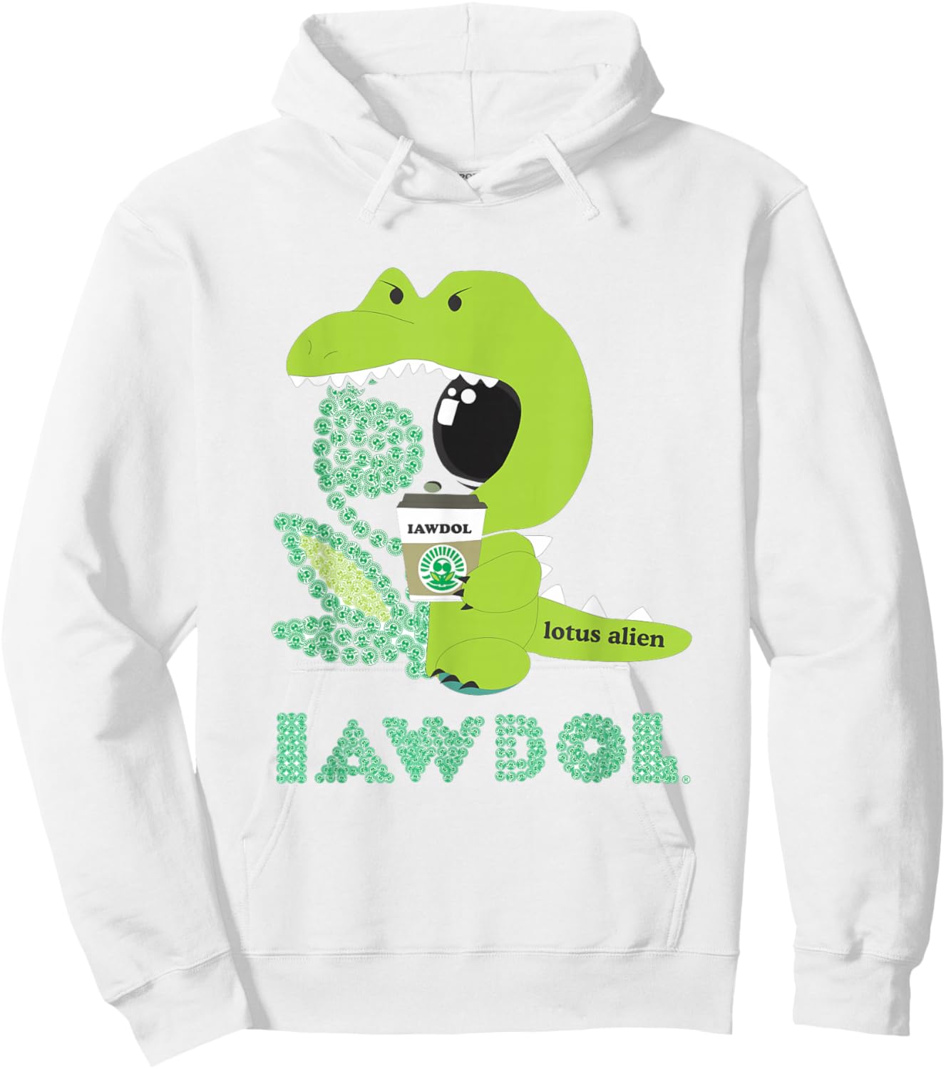 Lotus Alien Made with IAWDOL Logos b & w Hoodie - Hoodie | White