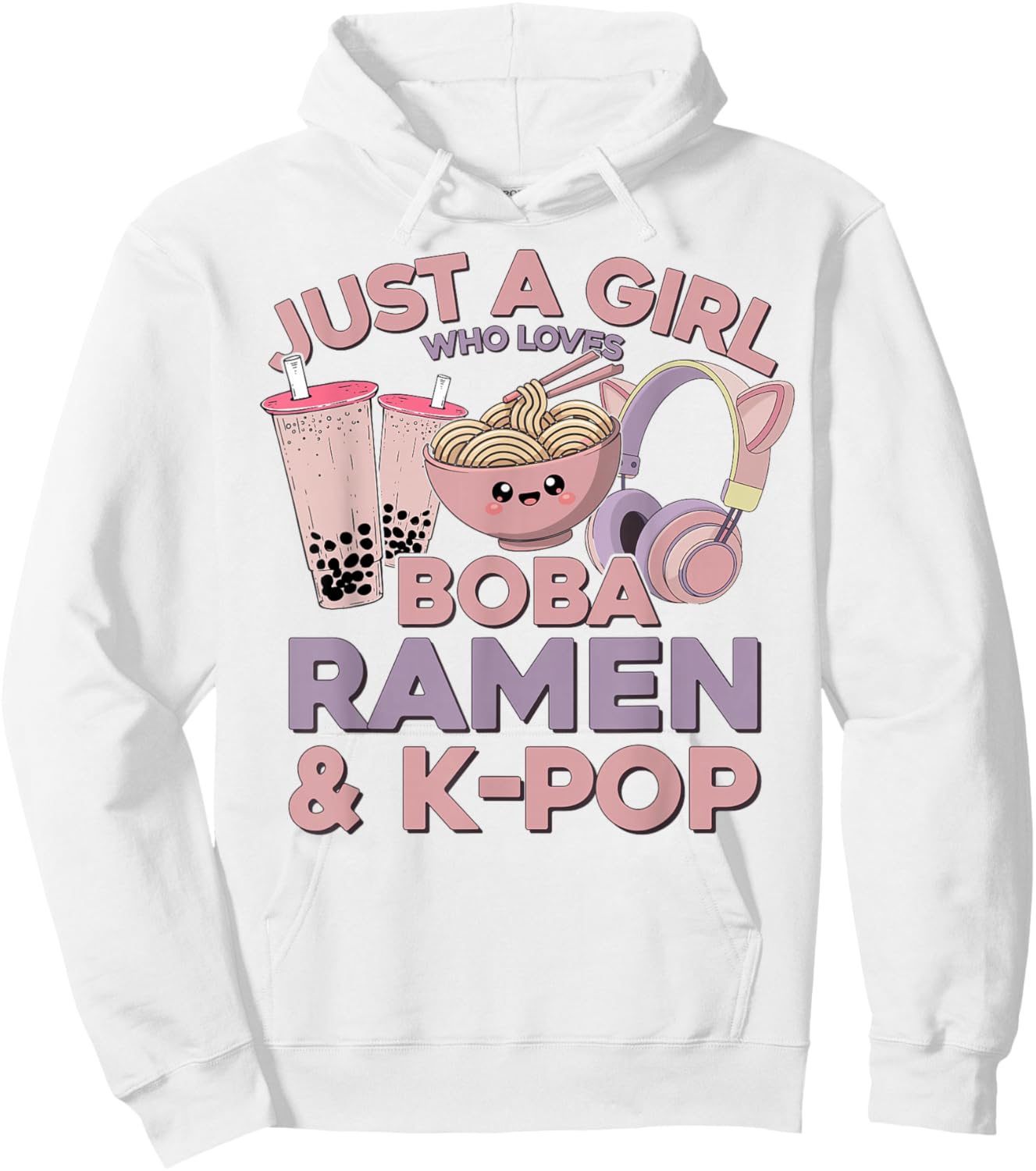 Ramen Kpop Just A Girl Who Loves Boba Ramen & K Pop Girl Hoodie - Hoodie | White